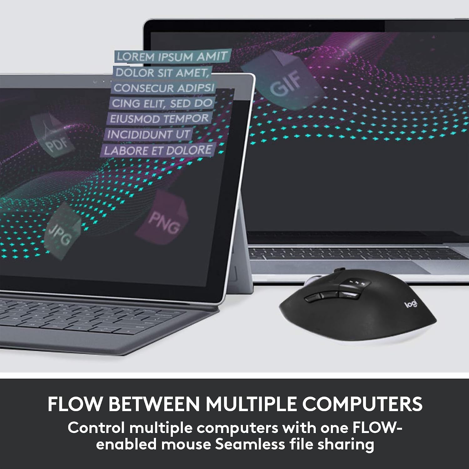 Detalle 2 de Logitech MK850 Performance Wireless Keyboard and Mouse Combo, Graphite