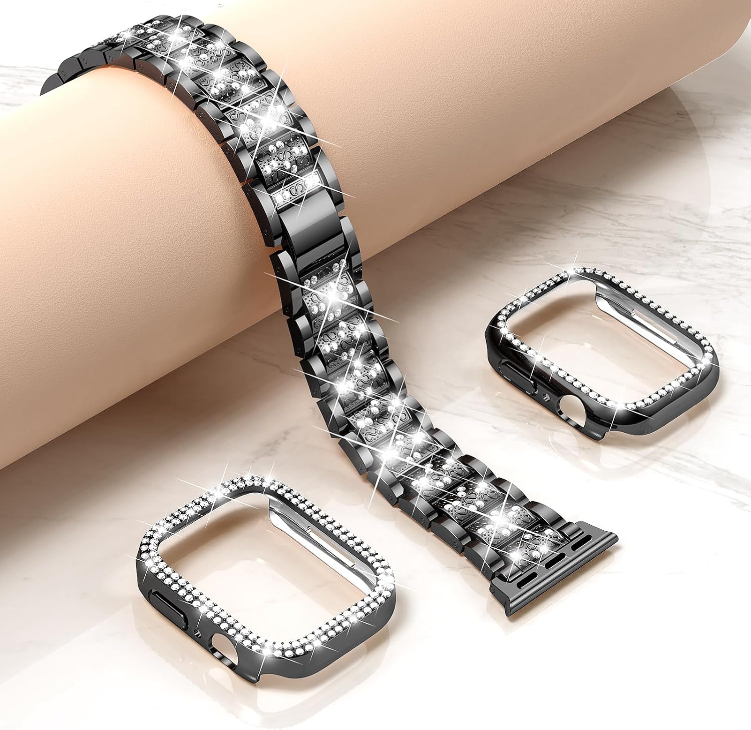 Detalle de Mosonio Apple Watch Band with Bling Case (Case Size Specific) – 2 Pack, 38–49mm