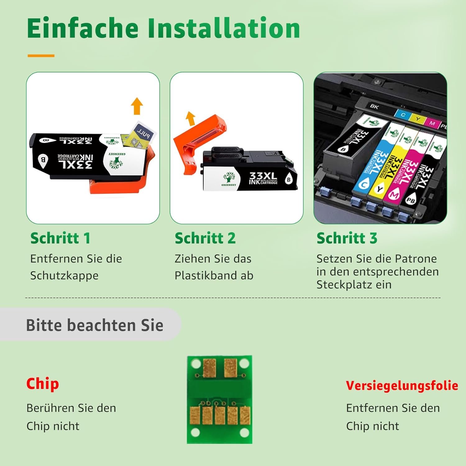 Thumbnail 4 de GREENSKY 33XL Multipack Druckerpatronen für Epson XP-7100, XP-540/530/640/830/900 – 15er-Pack