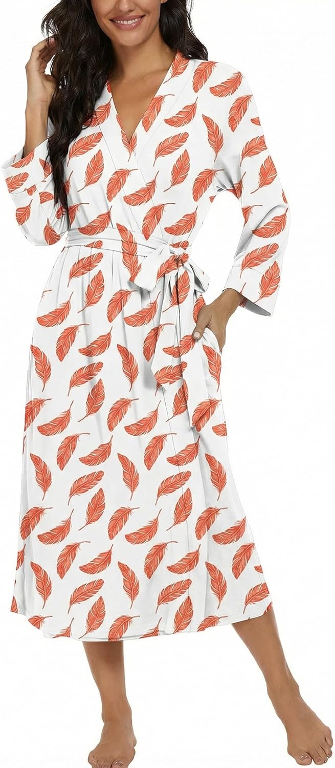 Detalle de VINTATRE Women Knit Bathrobe: Long Lightweight Bathrobe with Pockets