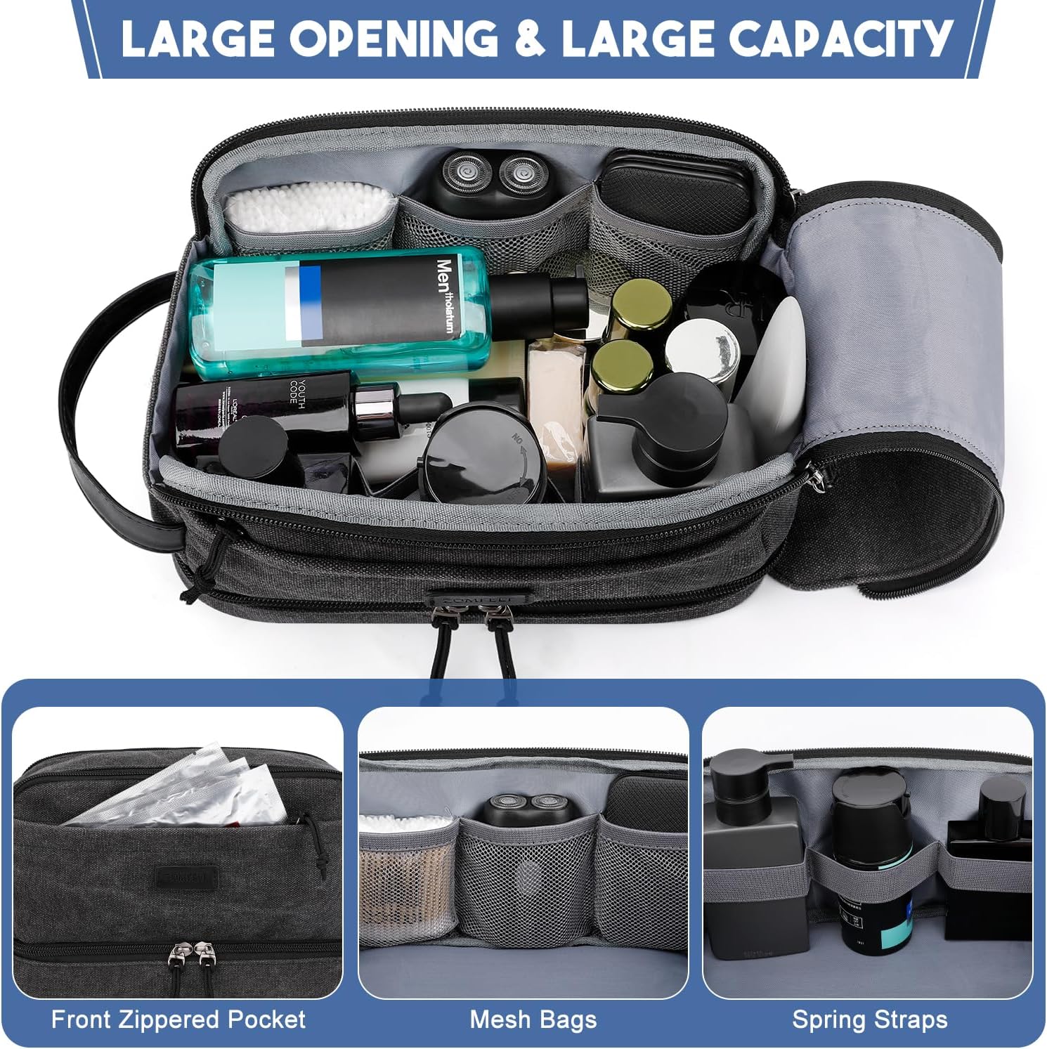 Detalle 2 de ZOMFELT Toiletry Bag Canvas travel dopp kit