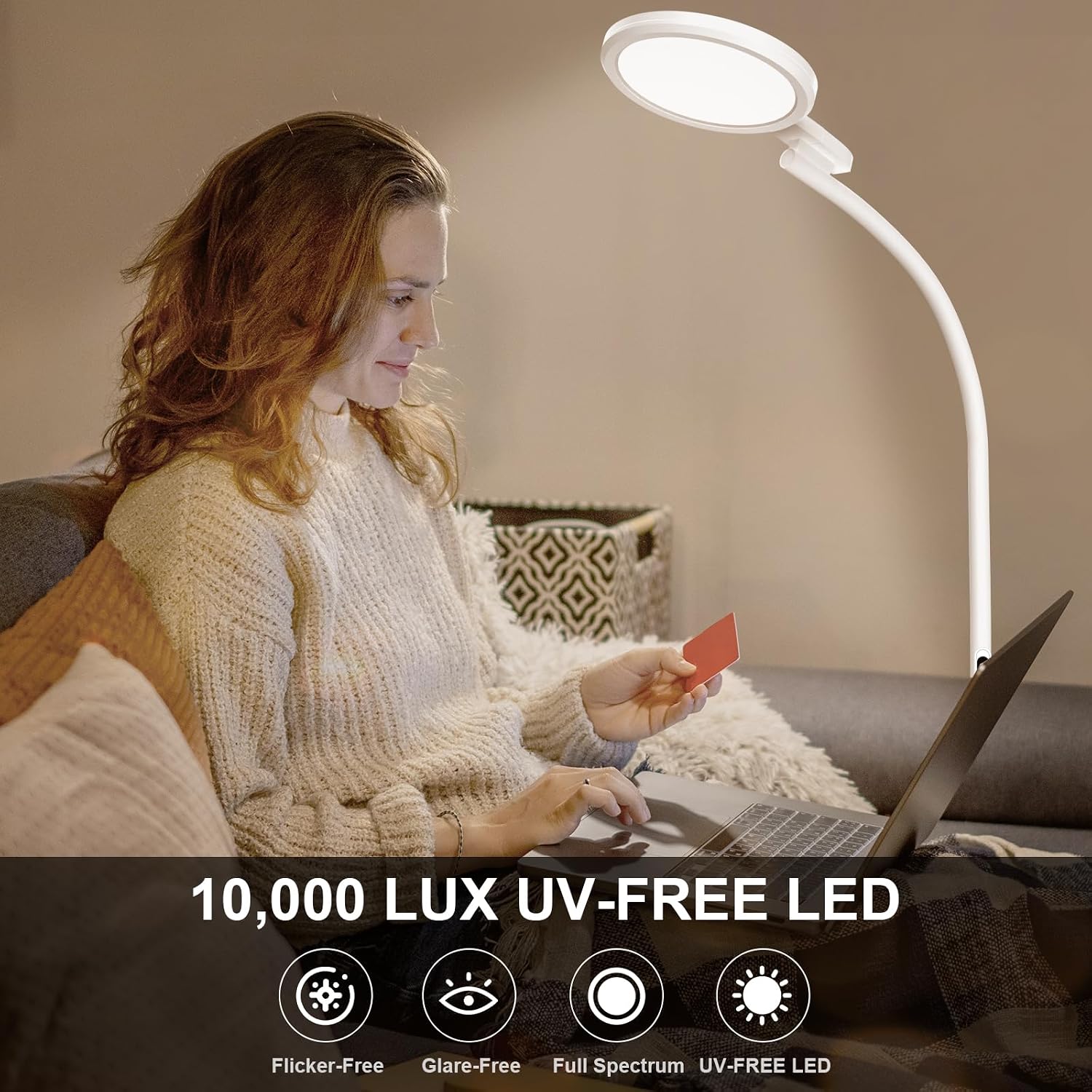 Detalle de Sozapooty GLD-YP5C-G2V2 10,000-Lux UV-Free Floor Lamp with Adjustable Gooseneck