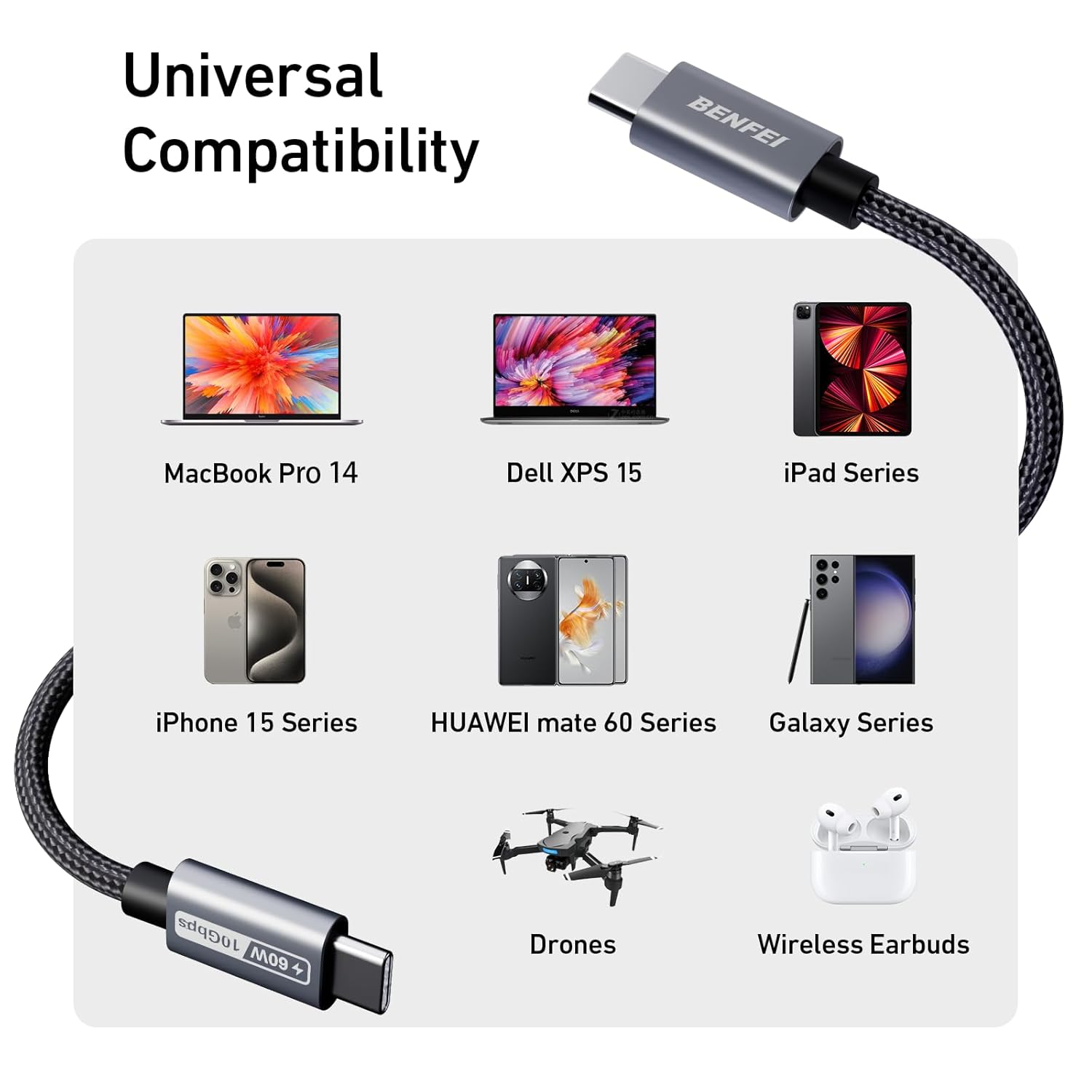 Thumbnail 3 de BENFEI Cavo USB C 60W 30cm Silicone