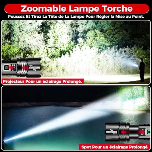 Detalle de Shadowhawk S1479 Lampe Torche LED Ultra Puissante — kit professionnel 24h