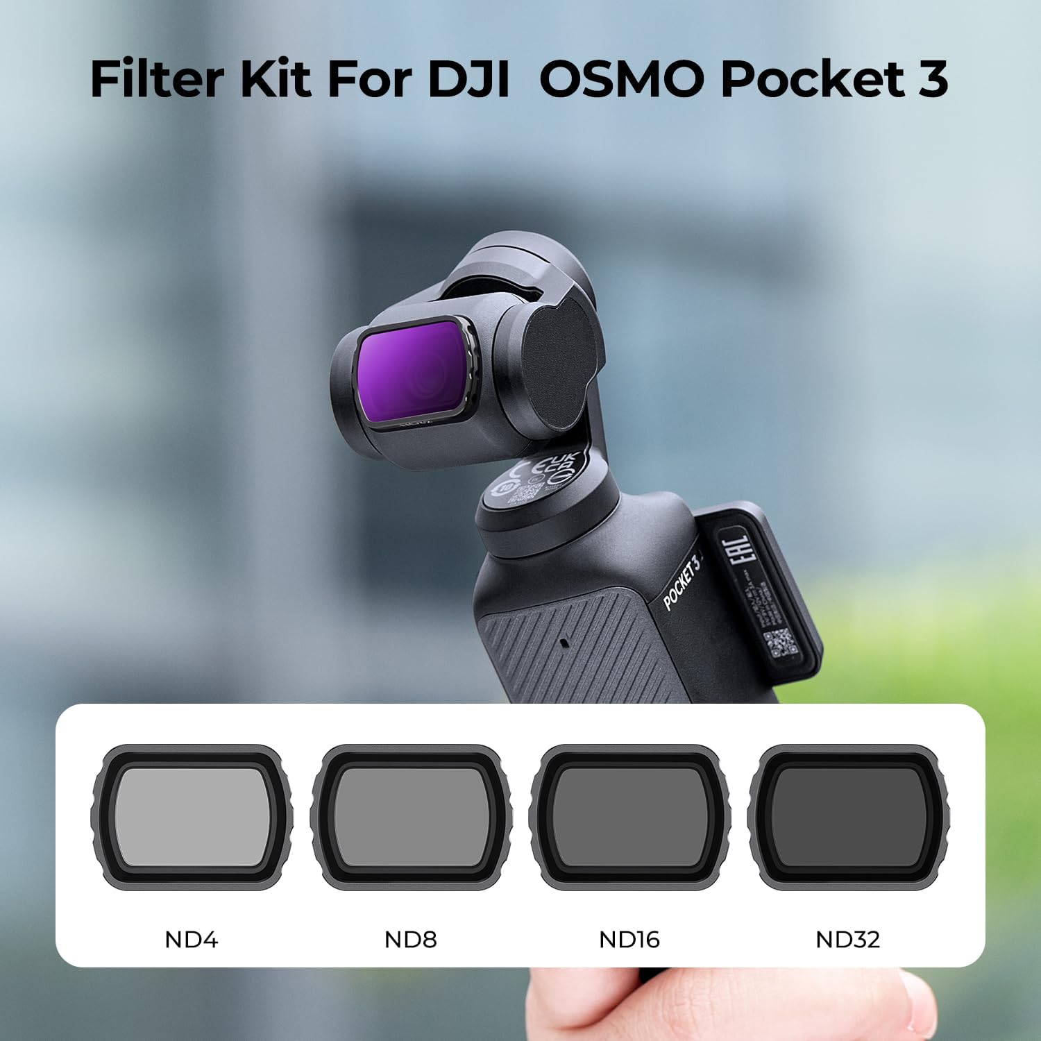 Thumbnail 1 de K&F CONCEPT magnetisches ND-Filter-Set für DJI Osmo Pocket 3 (ND4/ND8/ND16/ND32) – 4er Pack im Aluminiumrahmen
