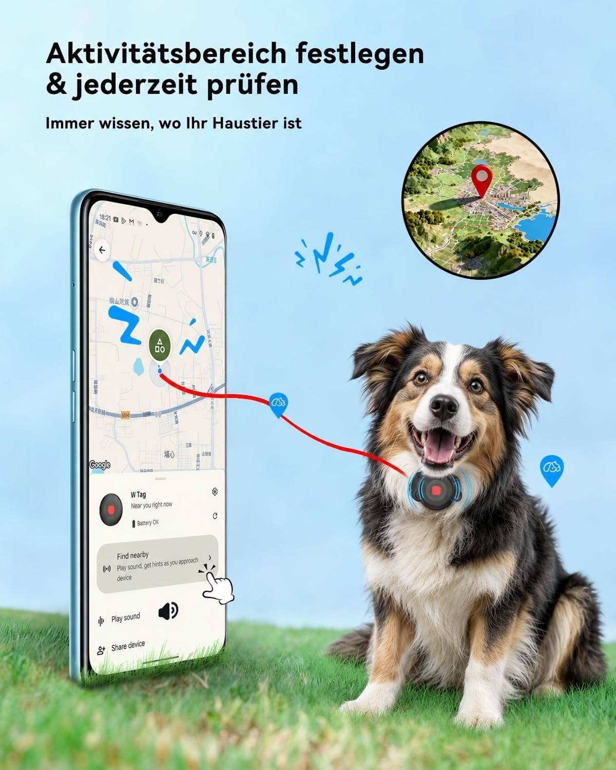 Detalle 2 de Hund GPS Tracker für Android ohne ABO – 4er Pack, Wasserfest, Google Find Hub kompatibel