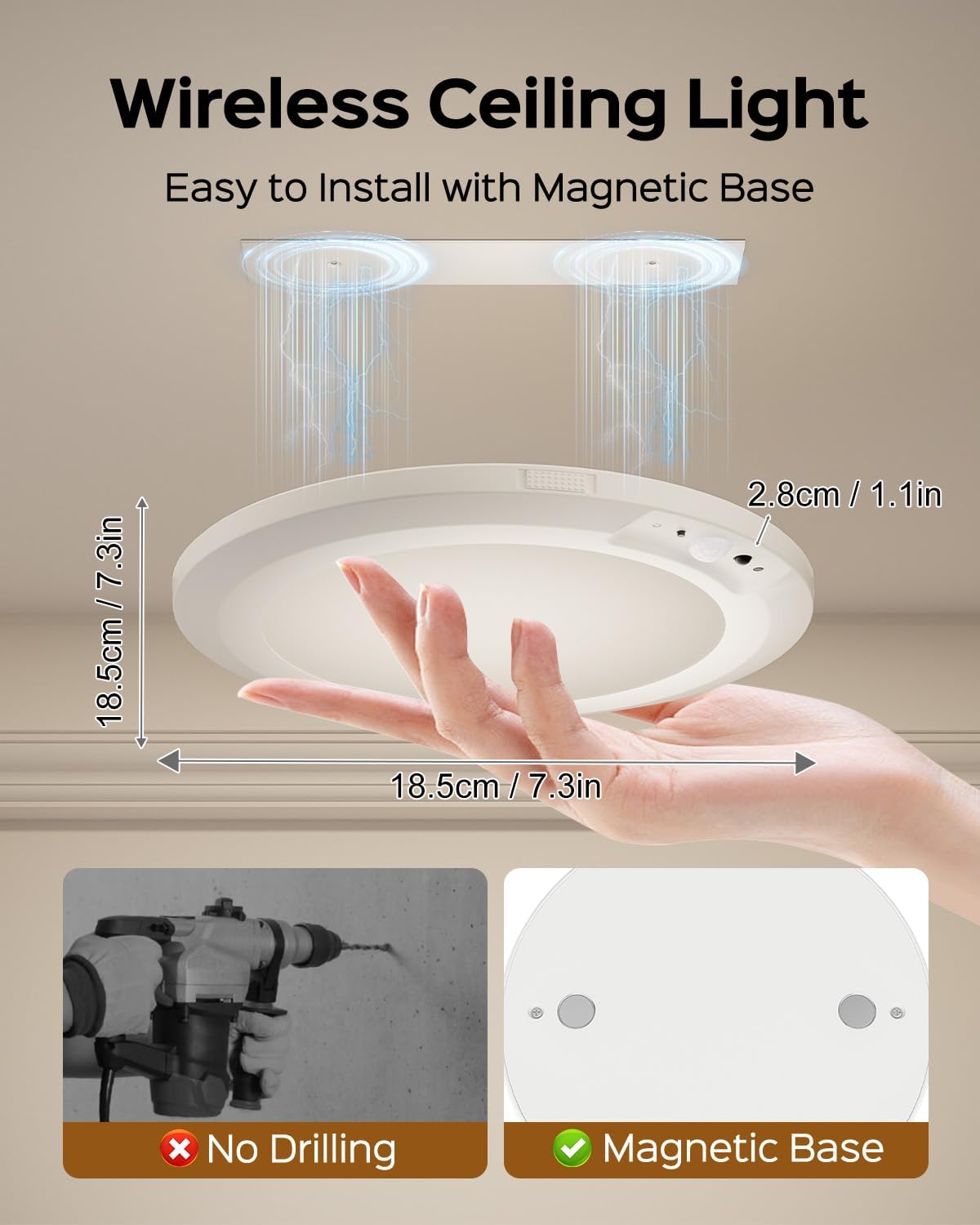 Detalle de FIONSUN CL002-WH2P-FNCA Motion Sensor Ceiling Lights, 2-Pack
