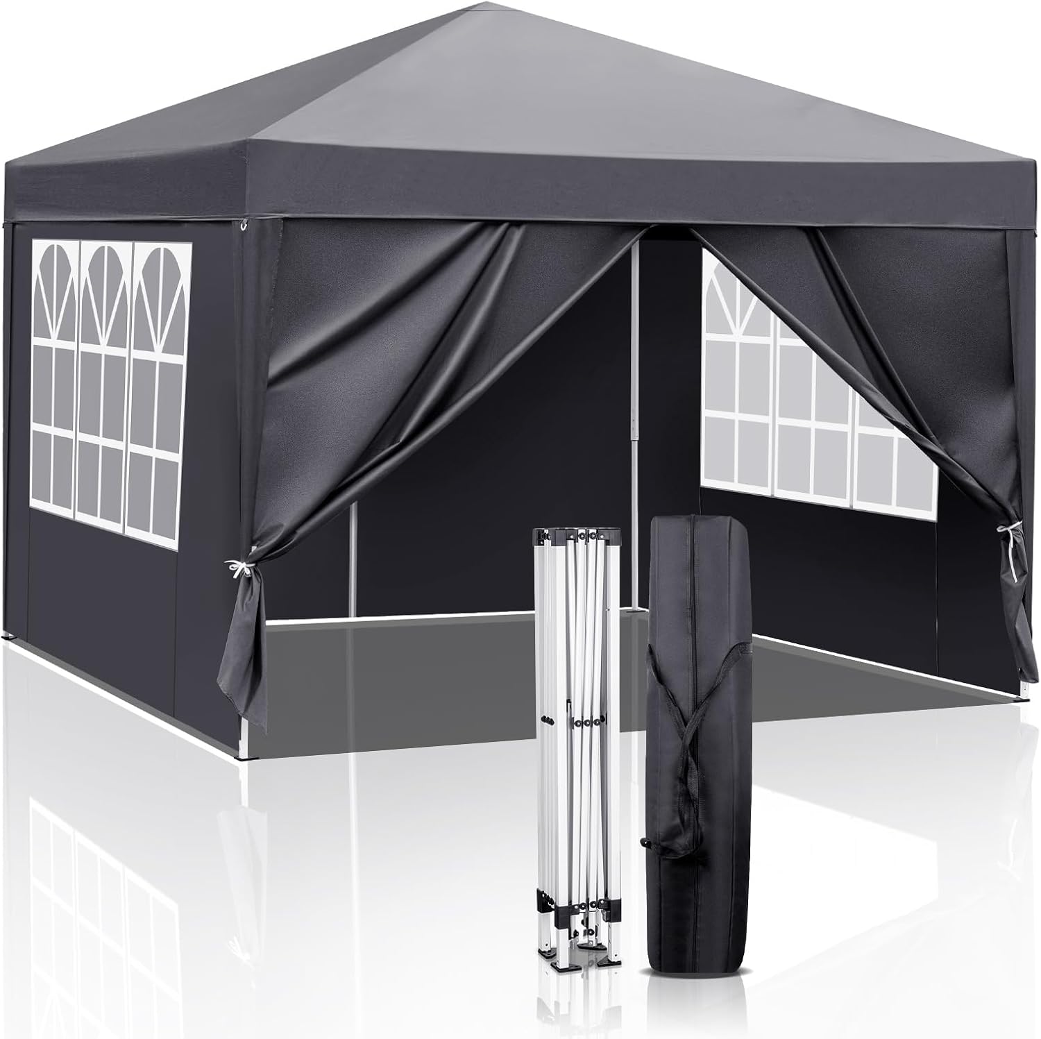 Detalle de TactFire Pavillon 3x3 m – faltbares wasserdichtes Partyzelt mit UV-Schutz 50+ und 4 Seitenteilen (grau)