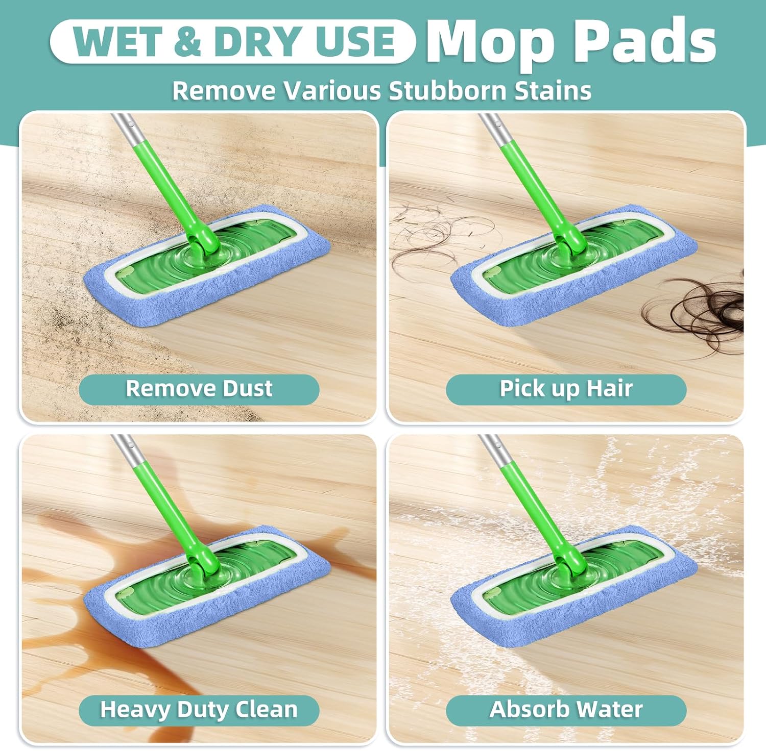 Detalle de Reusable Mop Pads for Swiffer Sweeper Mop (6-Pack, Blue)
