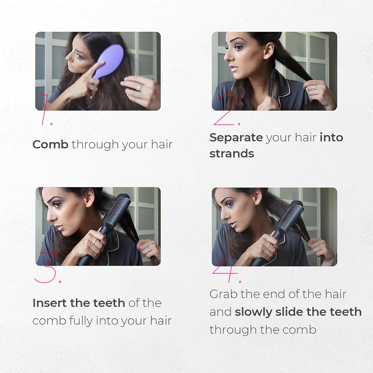 Detalle de TYMO RING HC100 Hair Straightening Brush, 5 Heat Settings, Ceramic Tourmaline