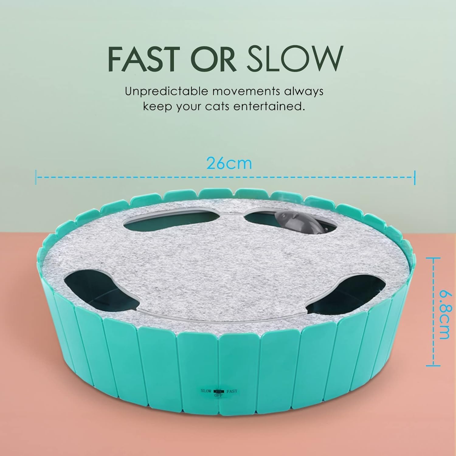 Detalle de Pawaboo Interactive Cat Toy With Running Mouse (Lake Blue) – Indoor Teaser for Curious Cats