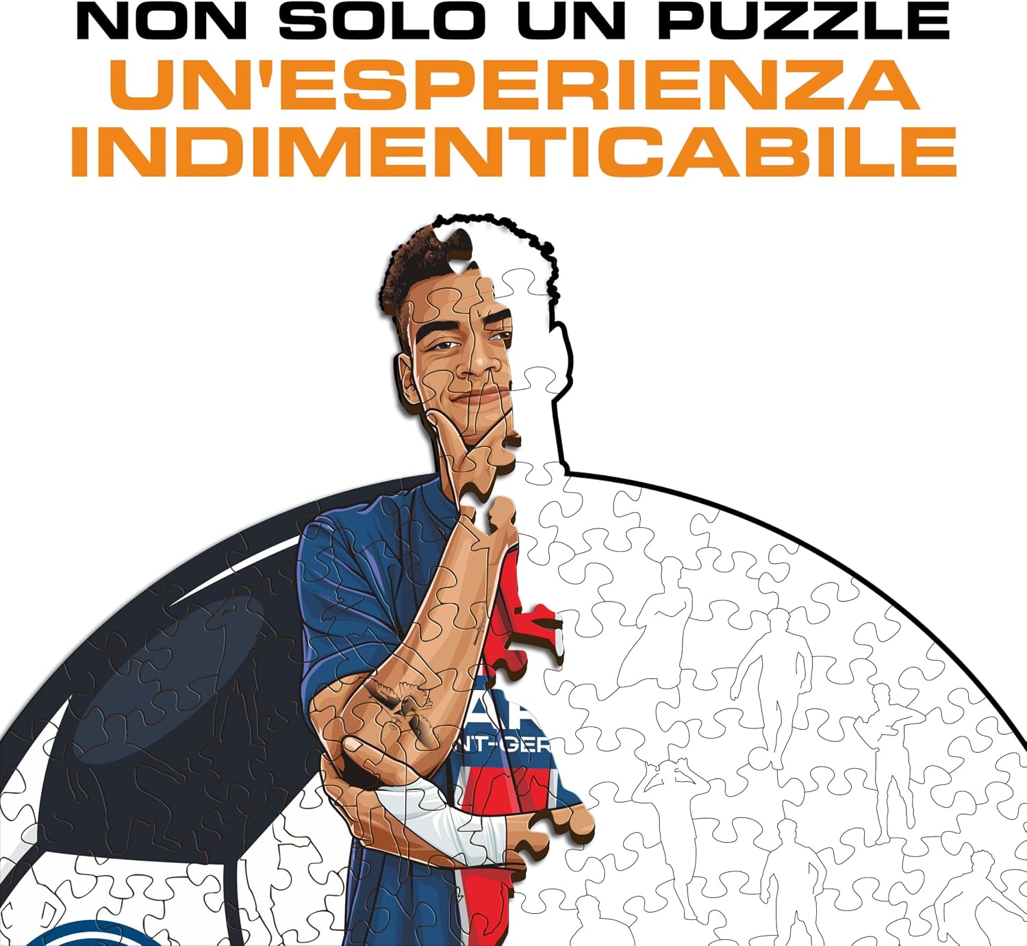 Detalle 2 de Iconic Puzzles PSG Désiré Doué, puzzle di legno con licenza ufficiale (taglia M) da 270 pezzi