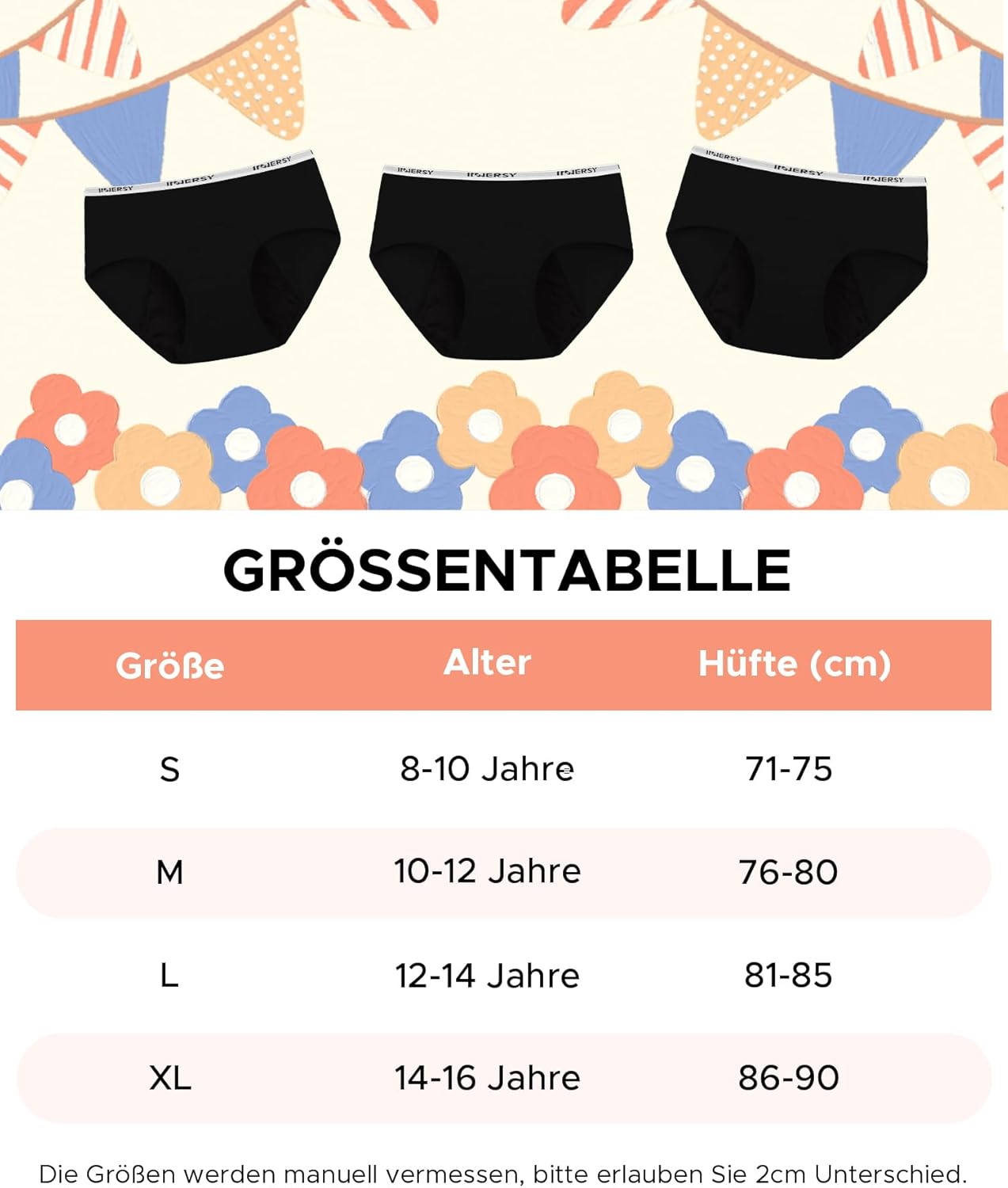 Thumbnail 5 de INNERSY Menstruationsunterwäsche Mädchen Baumwolle – 3er Pack