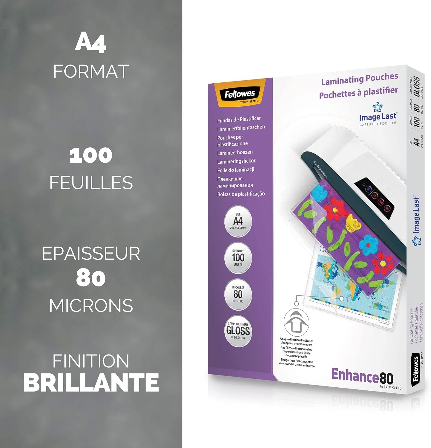 Thumbnail 1 de Fellowes Lot de 500 Pochettes de plastification A4 80 microns (5x100) - ImageLast