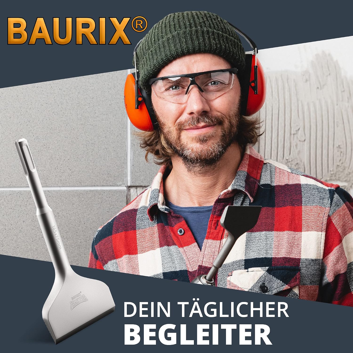 Detalle 2 de BAURIX Scalpello SDS Plus FRAKTOR per rimozione piastrelle e adesivi (42CrMo, 165 x 75 mm)
