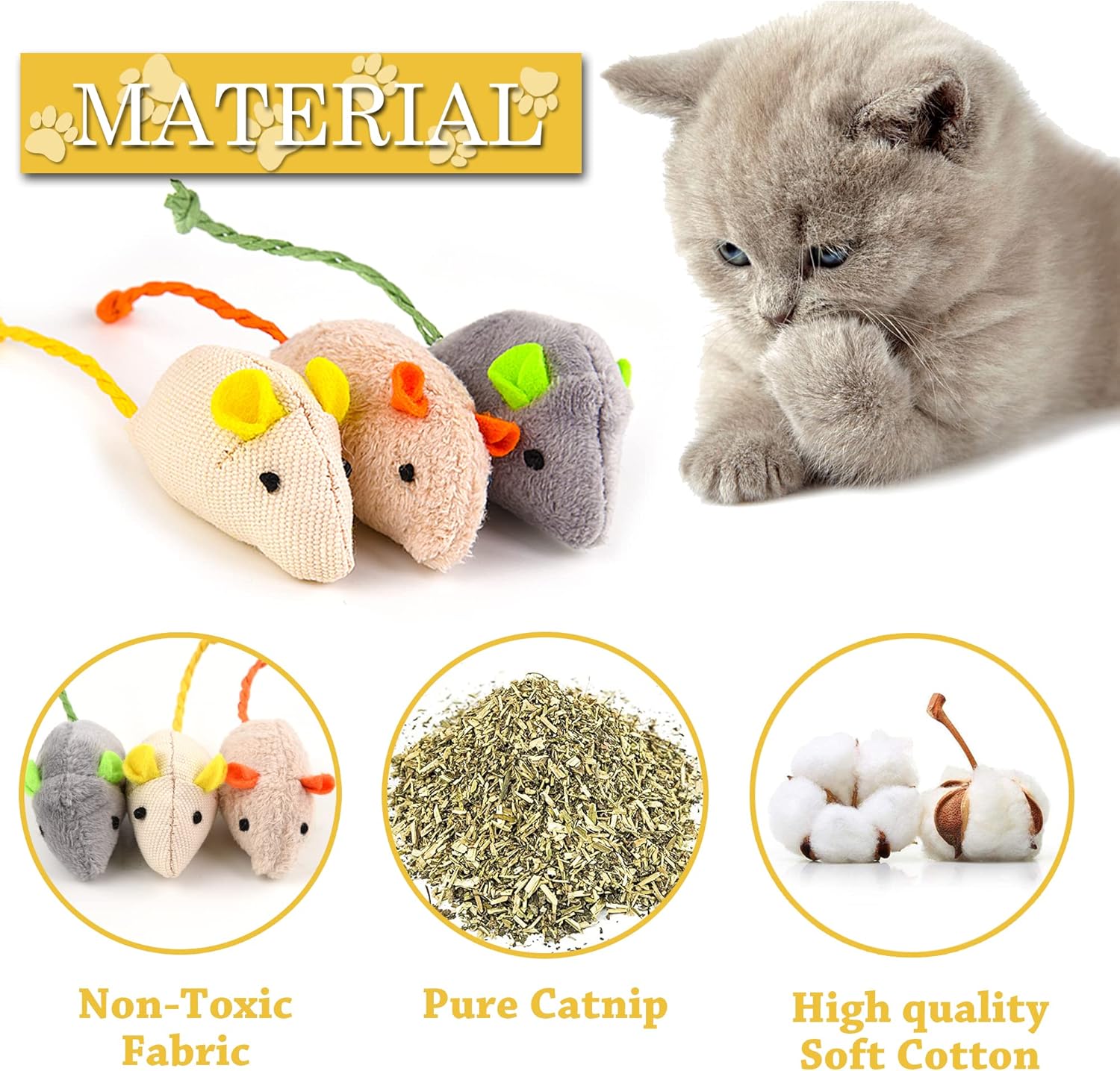 Detalle de KTL 6 Pièces Souris Herbe à Chat – Peluches Colorées et Drôles pour Chat et Chaton