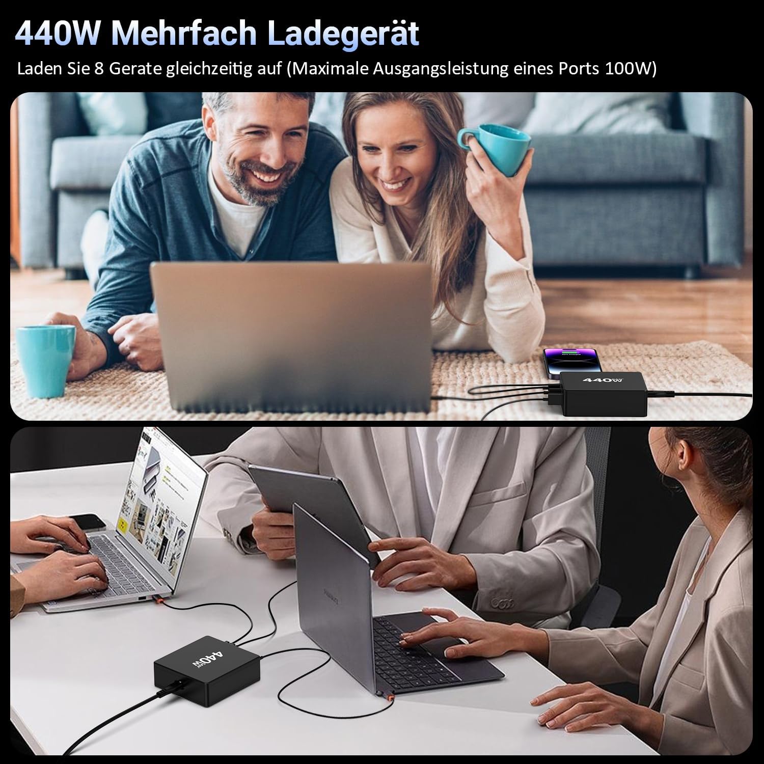 Thumbnail 4 de HSSNS USB-C Ladegerät Mehrfach 440W 8 Ports für MacBook