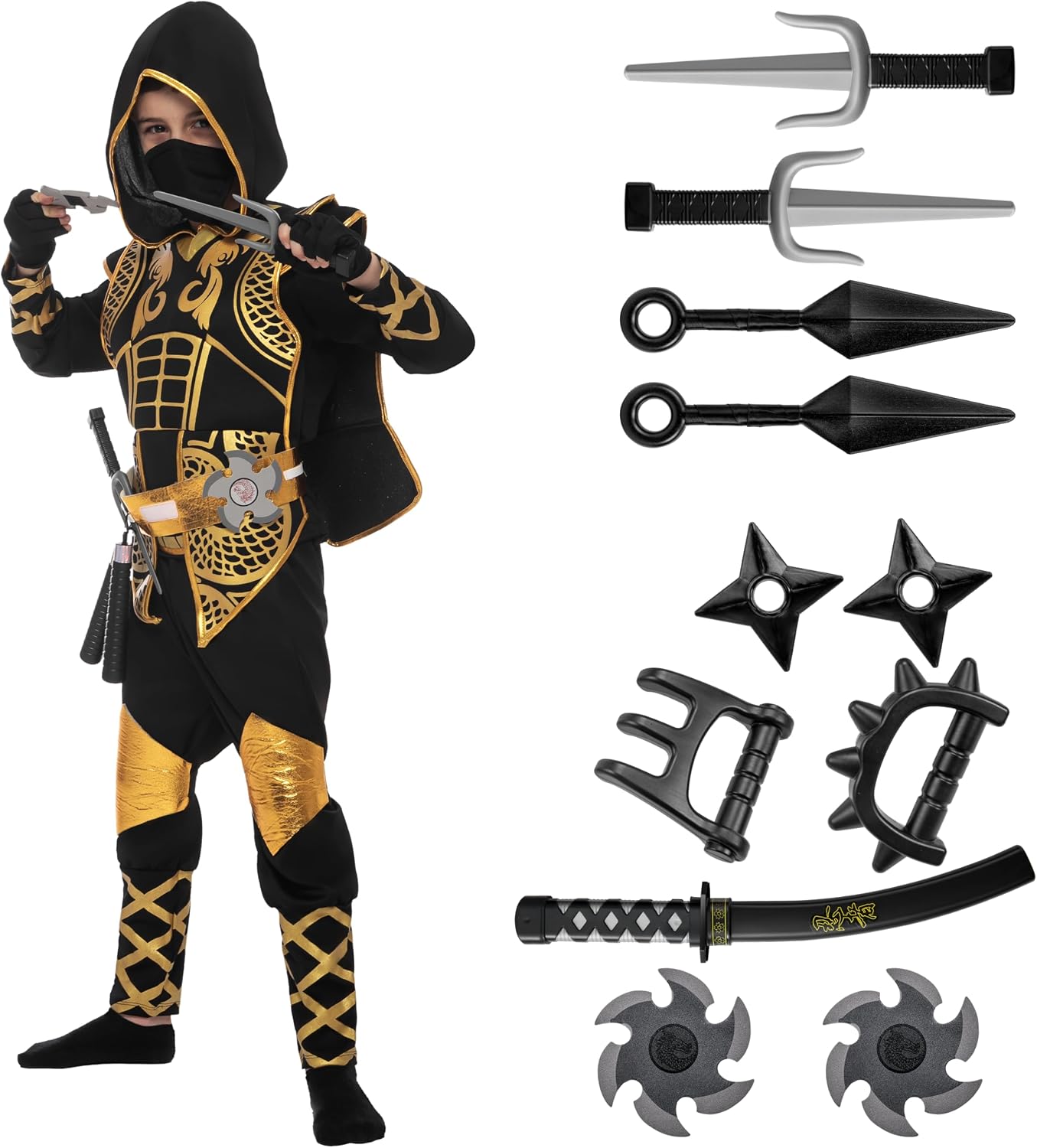 Detalle de Spooktacular Golden Ninja Costume for Kids