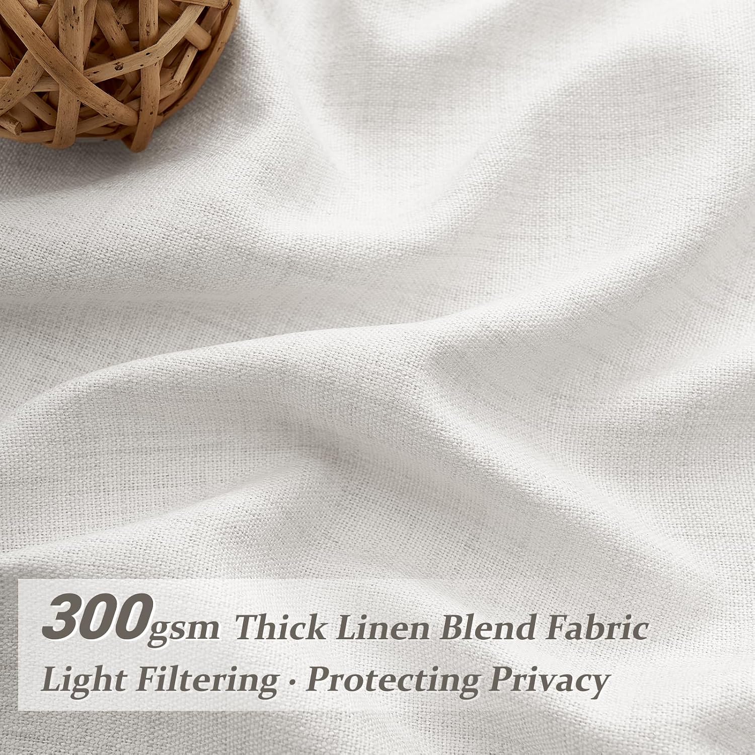 Detalle 2 de PleatedDrapes Pinch Pleated Curtains, 84-Inch Beige White Linen Blend