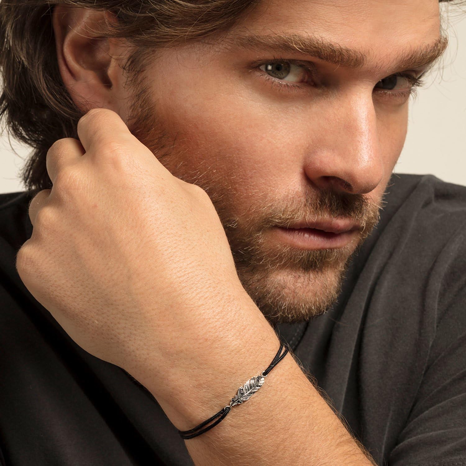 Thumbnail 1 de Thomas Sabo Unisex-Armband „Little Secret“ Feder aus 925 Sterling Silber LS063-889-11 (schwarz)
