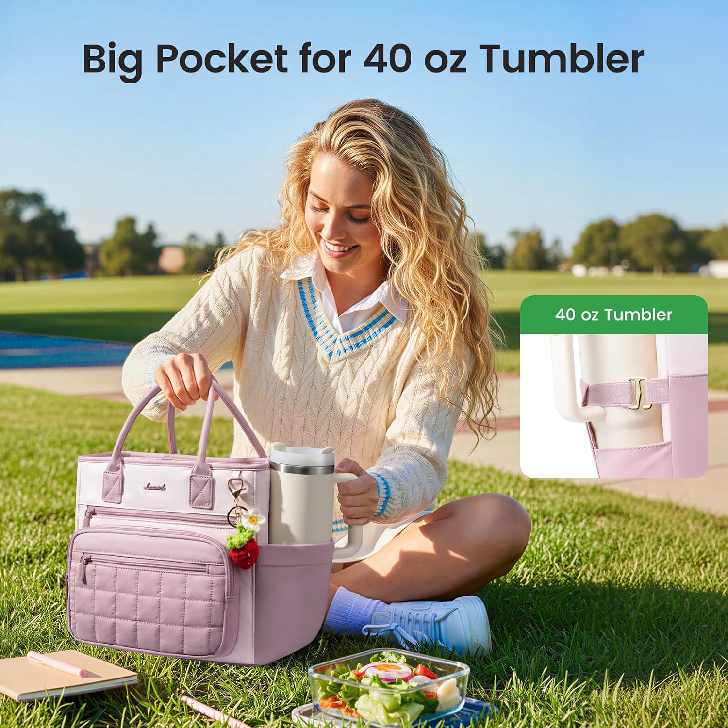 Thumbnail 2 de LOVEVOOK Insulated Lunch Bag, Quilted Fabric