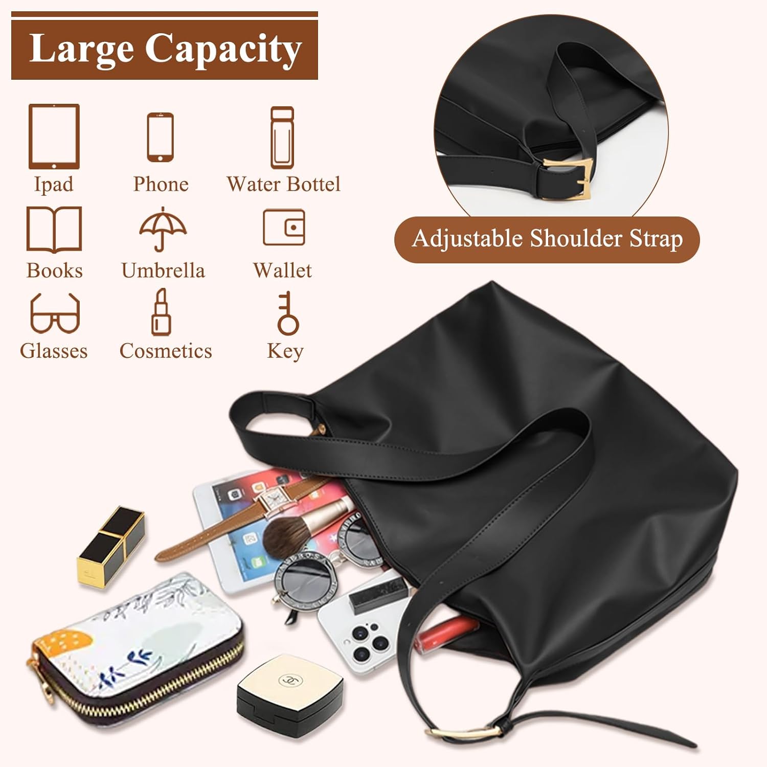 Thumbnail 3 de Gluckstar Große Damen Umhängetasche Nylon Shopper Tasche – Groß, Wasserdicht & Vielseitig