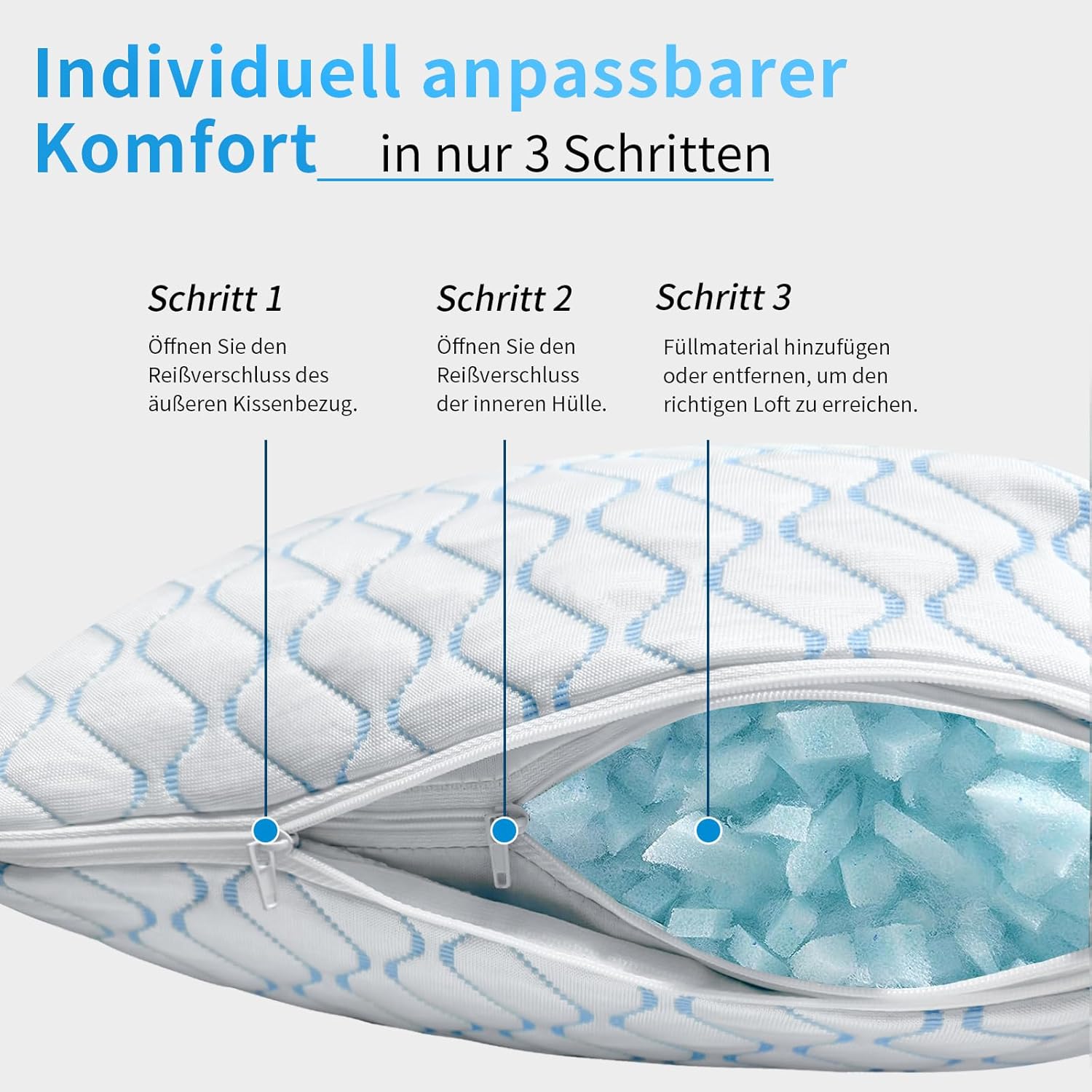 Thumbnail 3 de SINGHAI Kopfkissen – Memory Foam, Kühlendes Bezug, 40x80 cm