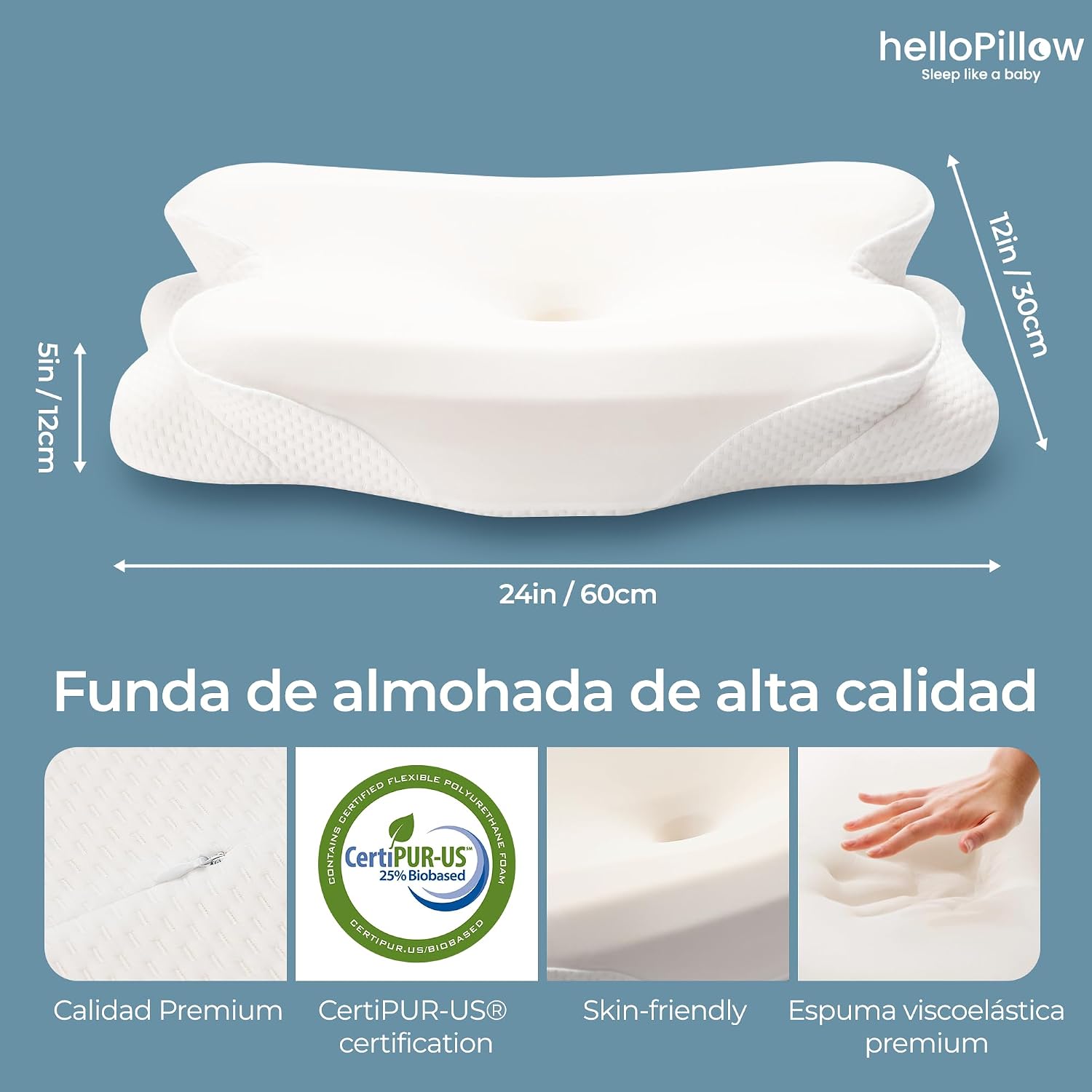Thumbnail 4 de HelloPillow Almohada Cervical 60 x 35 x 8/12 cm