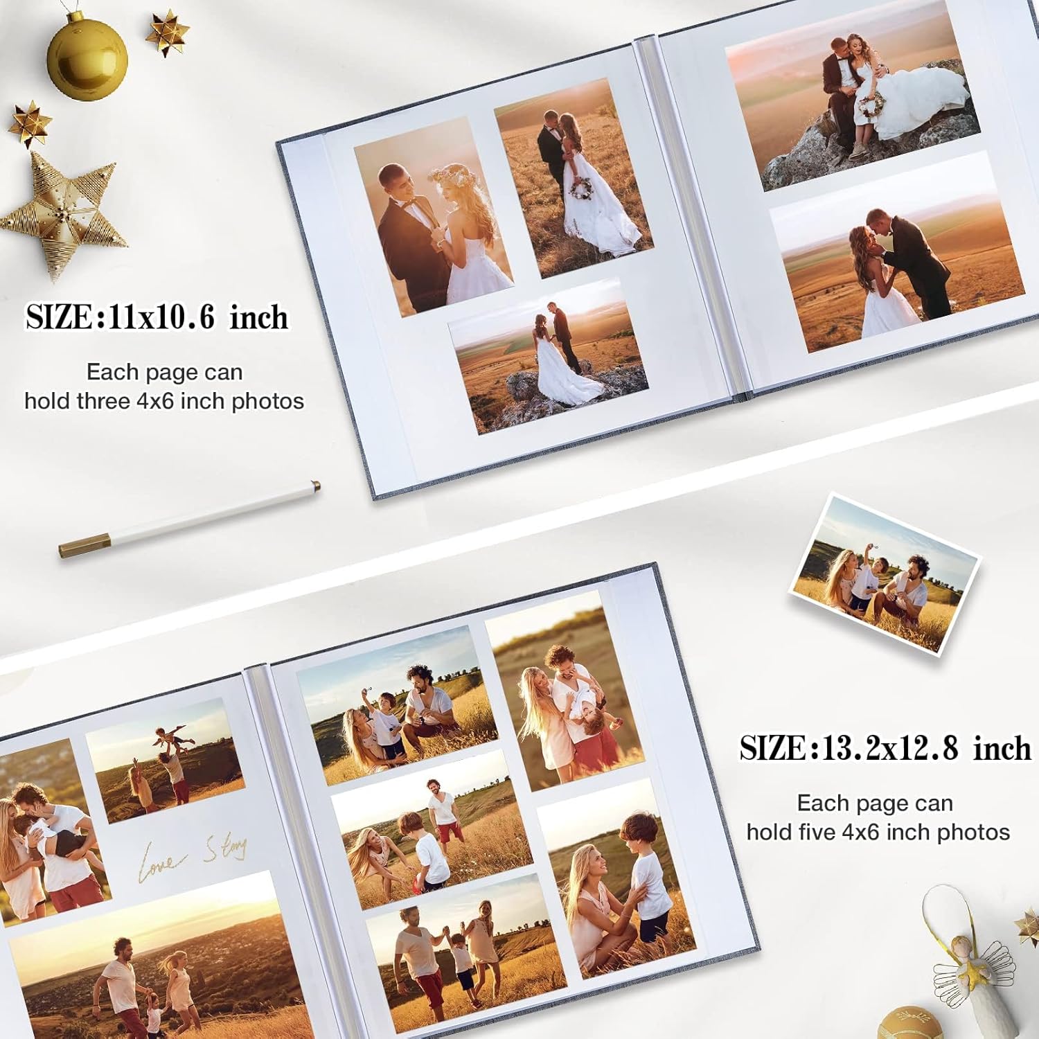 Detalle de Ponping Large Photo Album Self Adhesive 4x6, 5x7, 8x10 with Linen Cover and Metallic Pen