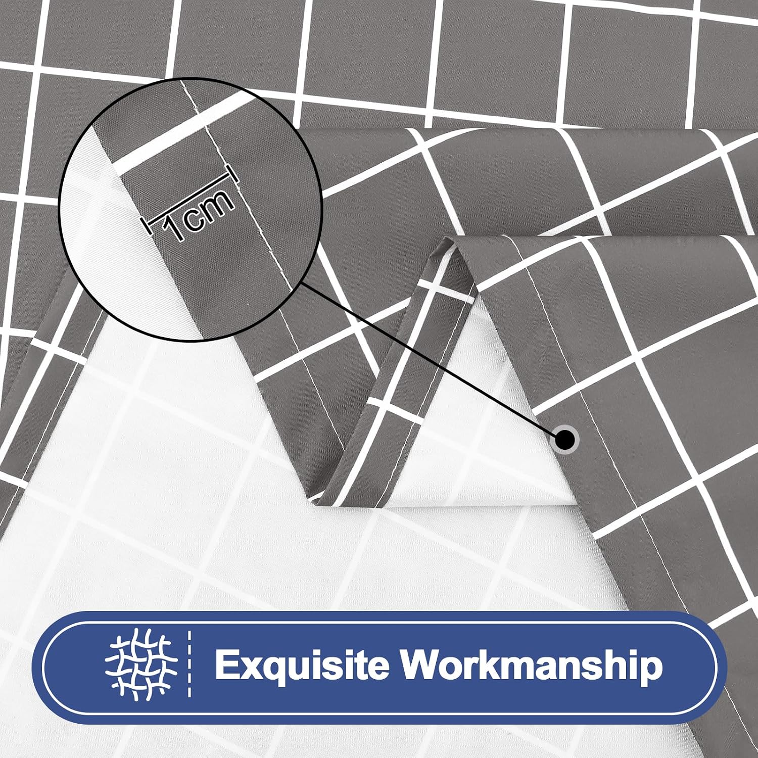 Detalle de Smiry 2 Pack 6 Foot Rectangle Table Cloths – Waterproof, Elastic Fitted, Grey & White (30"x72")