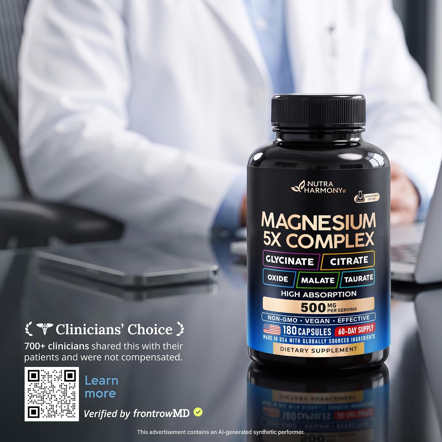 Detalle de NUTRAHARMONY NH-MGCMPLXCPS180 Magnesium Complex, 5 Forms, 180 Capsules