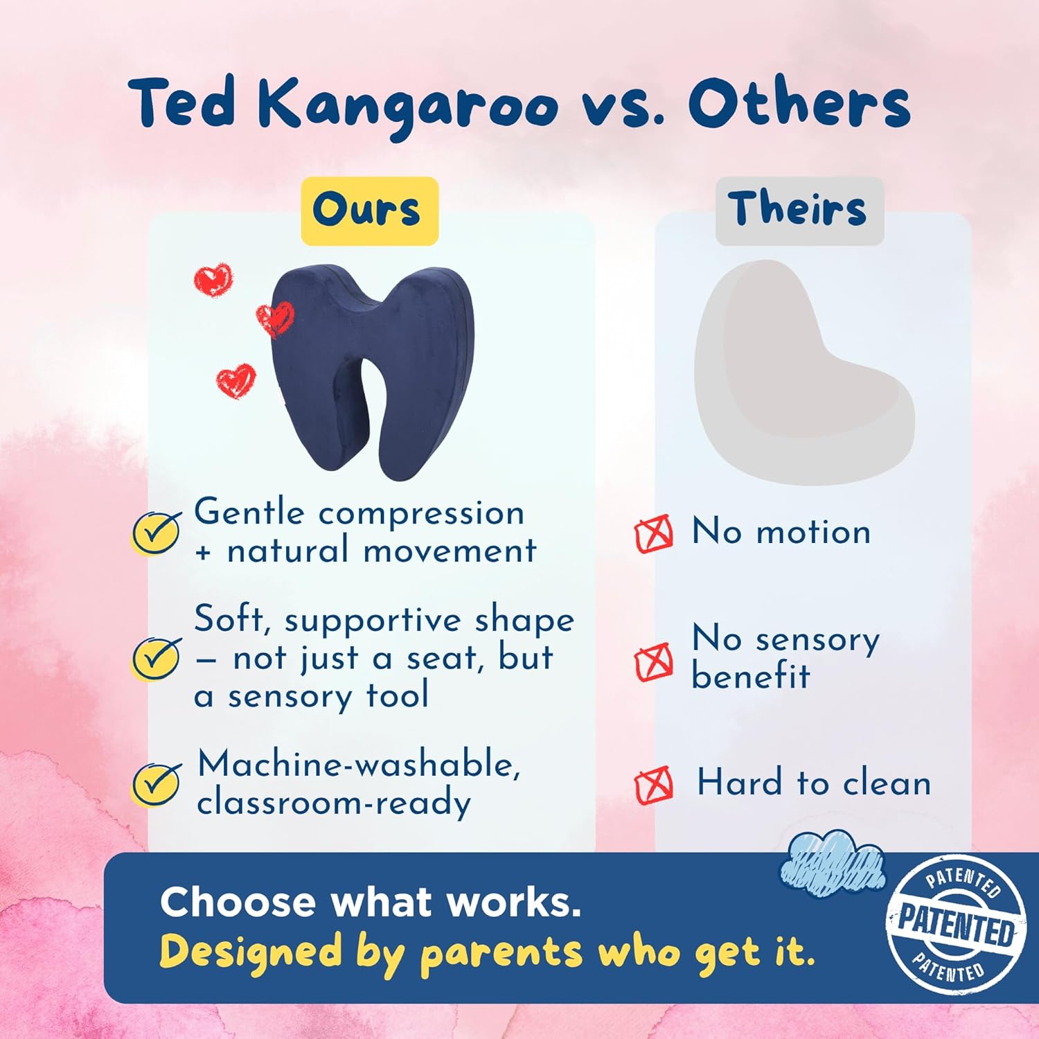 Thumbnail 6 de TED KANGAROO Sensory Soft Squeeze Seat for Kids, Rocking Design, Washable Cover