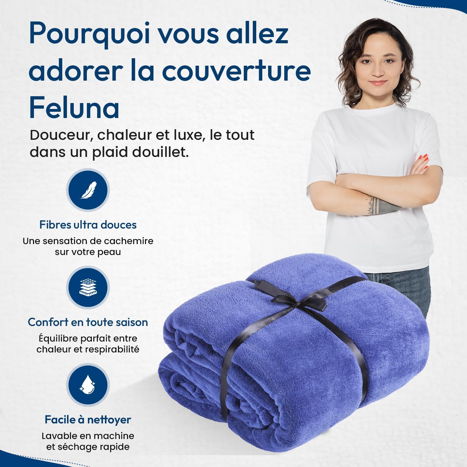 Thumbnail 6 de Feluna XXL-knuffeldeken van koraalfleece, 220 x 200 cm, indigo met kasjmiergevoel