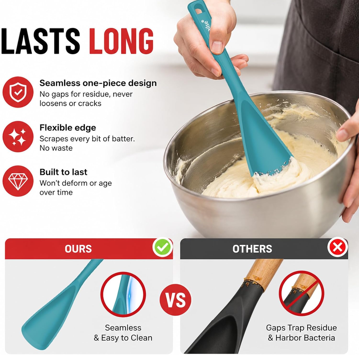 Detalle de Svailse Silicone Spatula Spoon, 12.6-Inch
