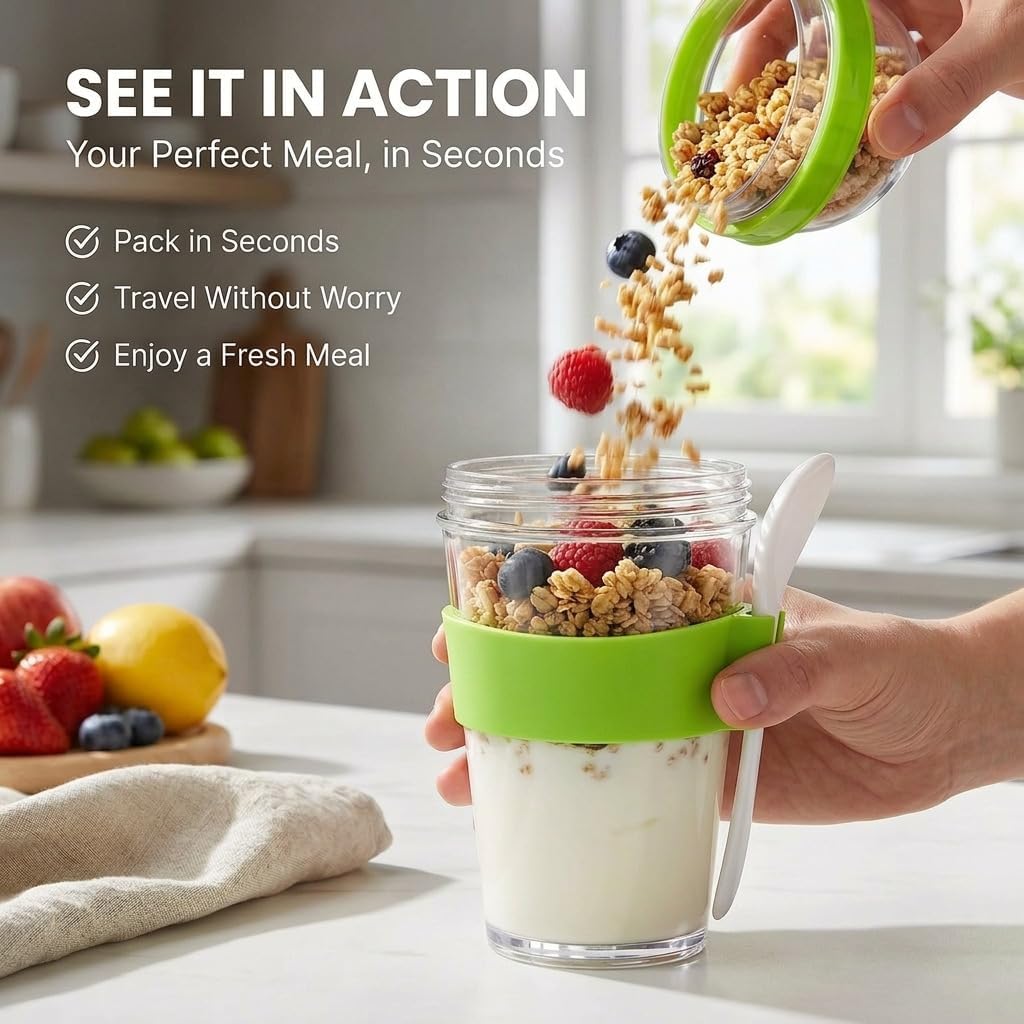 Detalle de GOODS+GADGETS® Cereal to Go Cup, 350 ml + 100 ml, Green