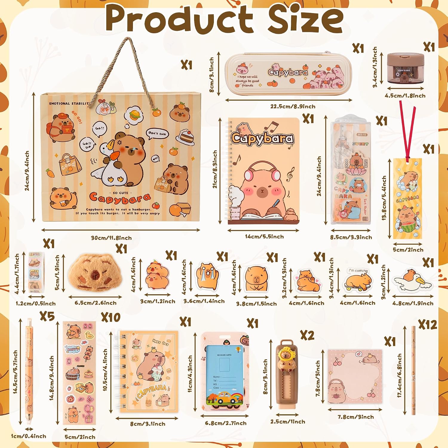 Detalle de GwaOery Capybara Stationery Set with Exquisite Bag – Large Capacity Multi-Layer Case (Style 2)
