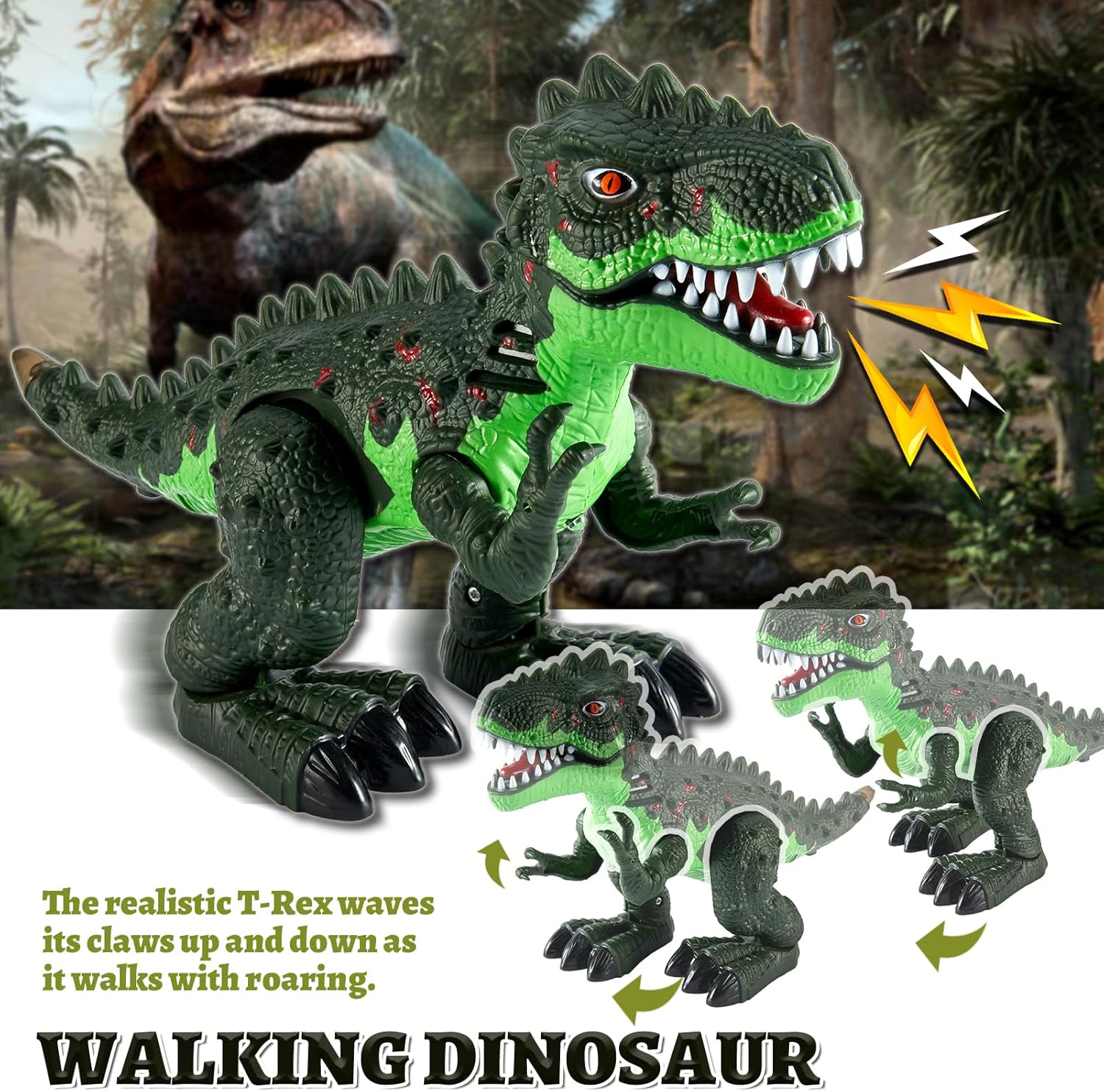 Detalle de TOEY PLAY Walking T‑Rex toy 1 roar