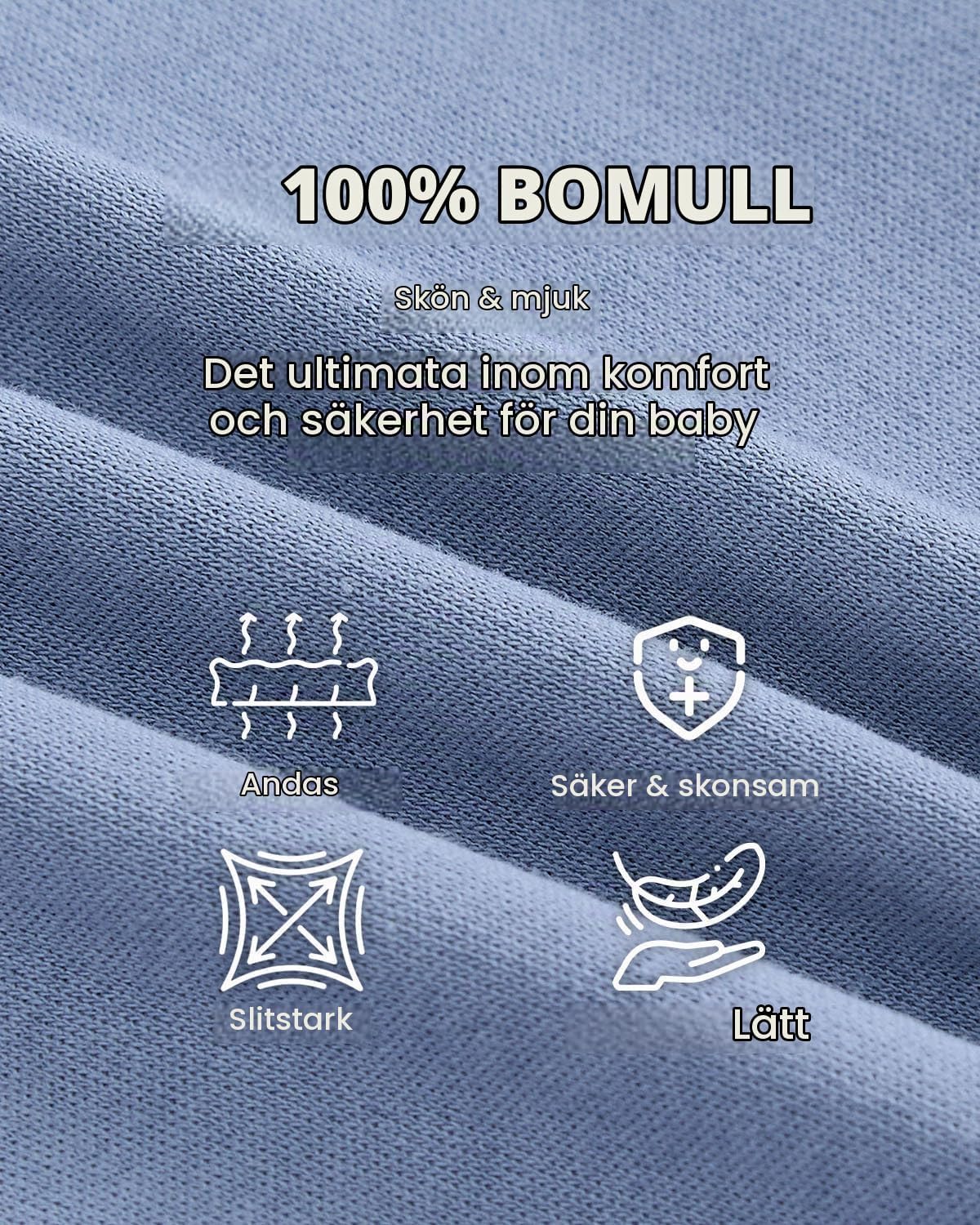 Detalle de JiAmy sovdräkter för baby, 3-pack i bomull med hel dragkedja och vikbara vantar