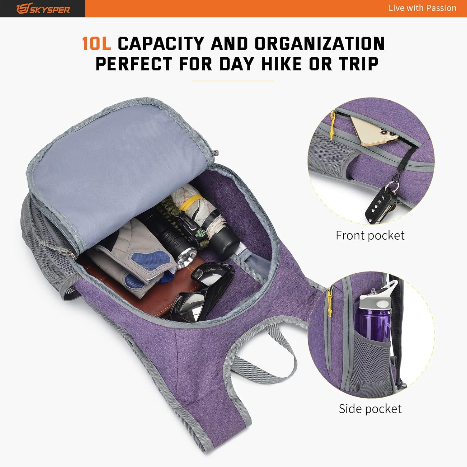 Thumbnail 2 de SKYSPER Small Daypack 10L/15L/20L packable hiking backpack (foldable travel rucksack)