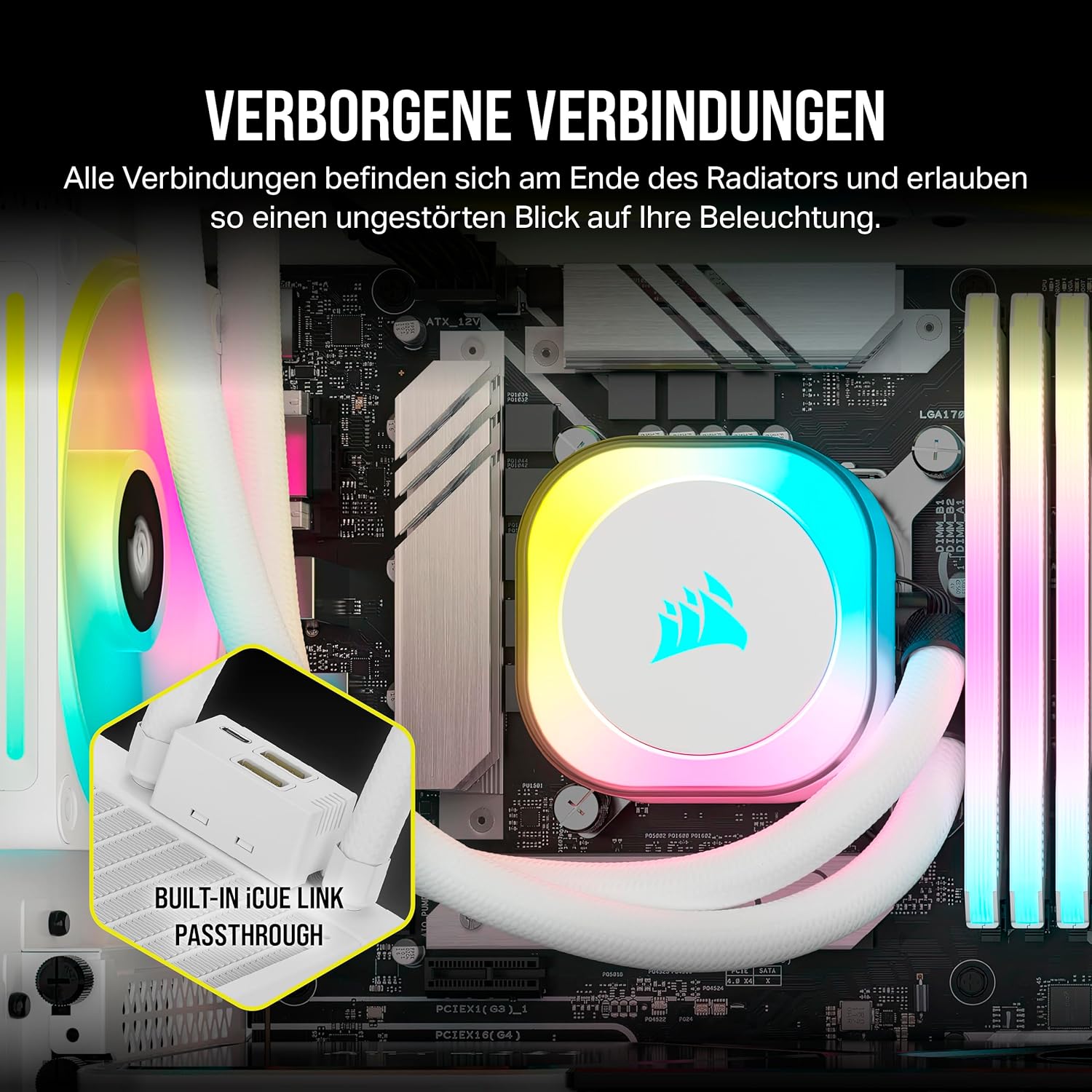 Thumbnail 4 de Corsair iCUE LINK H100i RGB Flüssig-CPU-Kühler – 240 mm mit iCUE LINK System Hub, Weiß