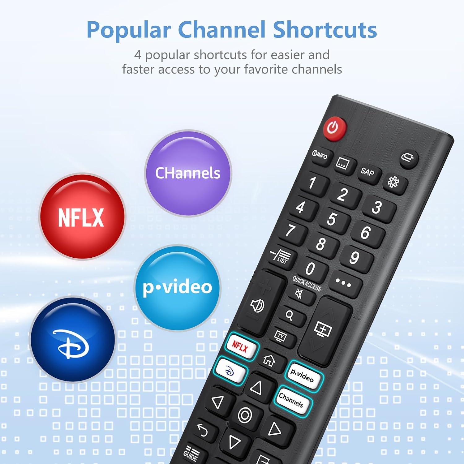 Thumbnail 3 de Acoyer AKB76040302 LG TV Remote, Infrared, 4 Shortcut Buttons