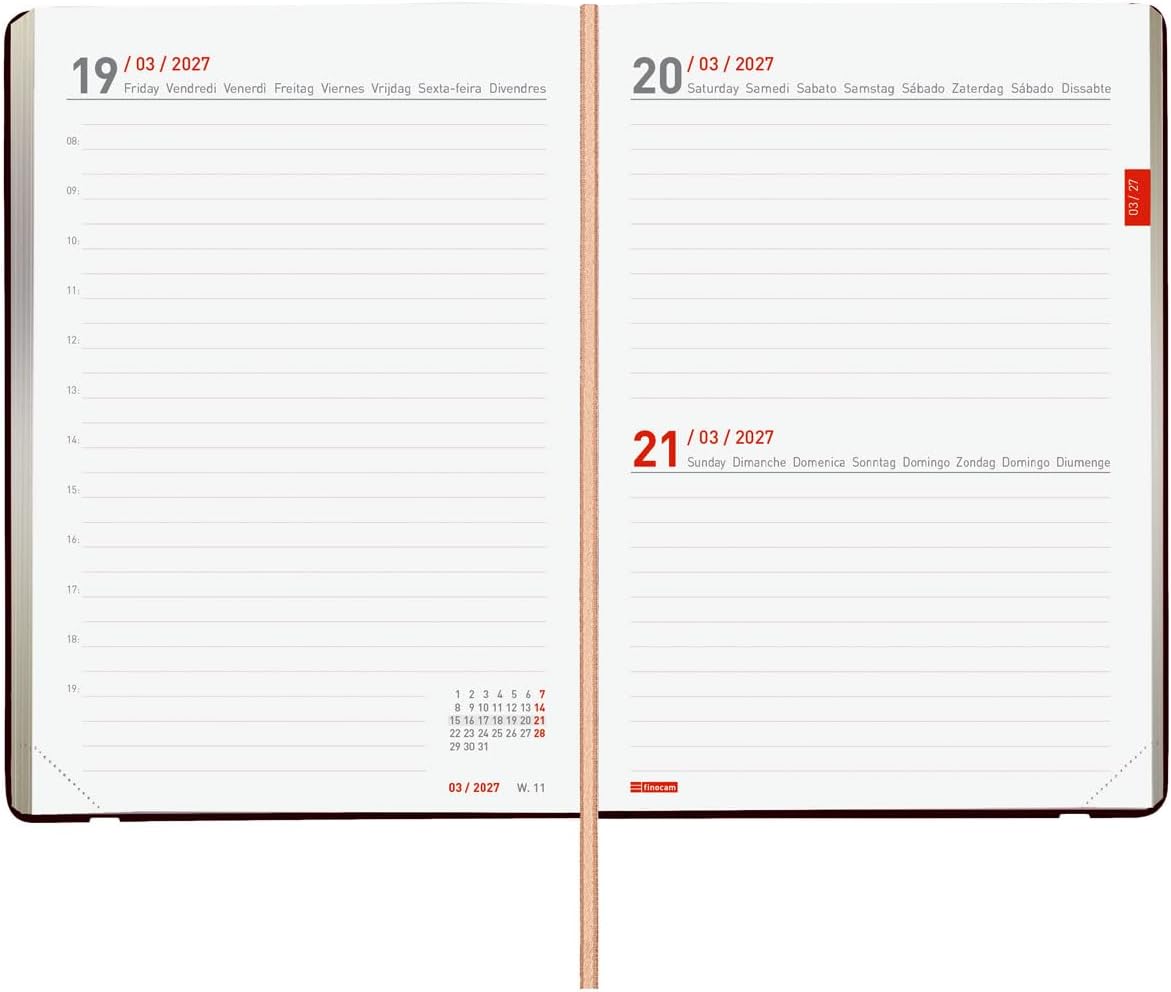 Detalle 1 de Finocam Mara Daily Diary 18–Month – dagkalender, en dag per sida, juli 2026–december 2027