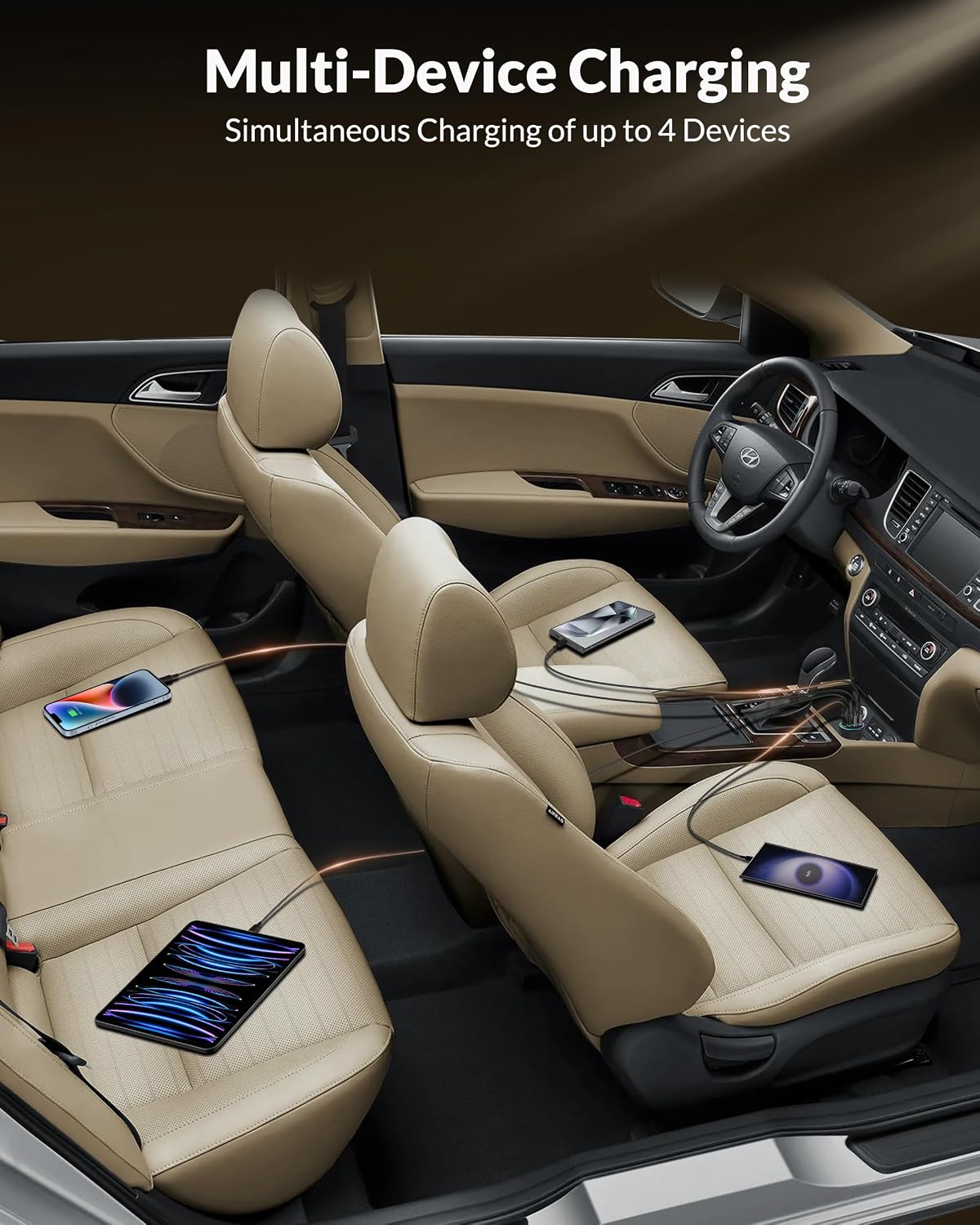 Thumbnail 6 de 90W 4‑Port USB‑C Car Charger with 45W Dual Ports
