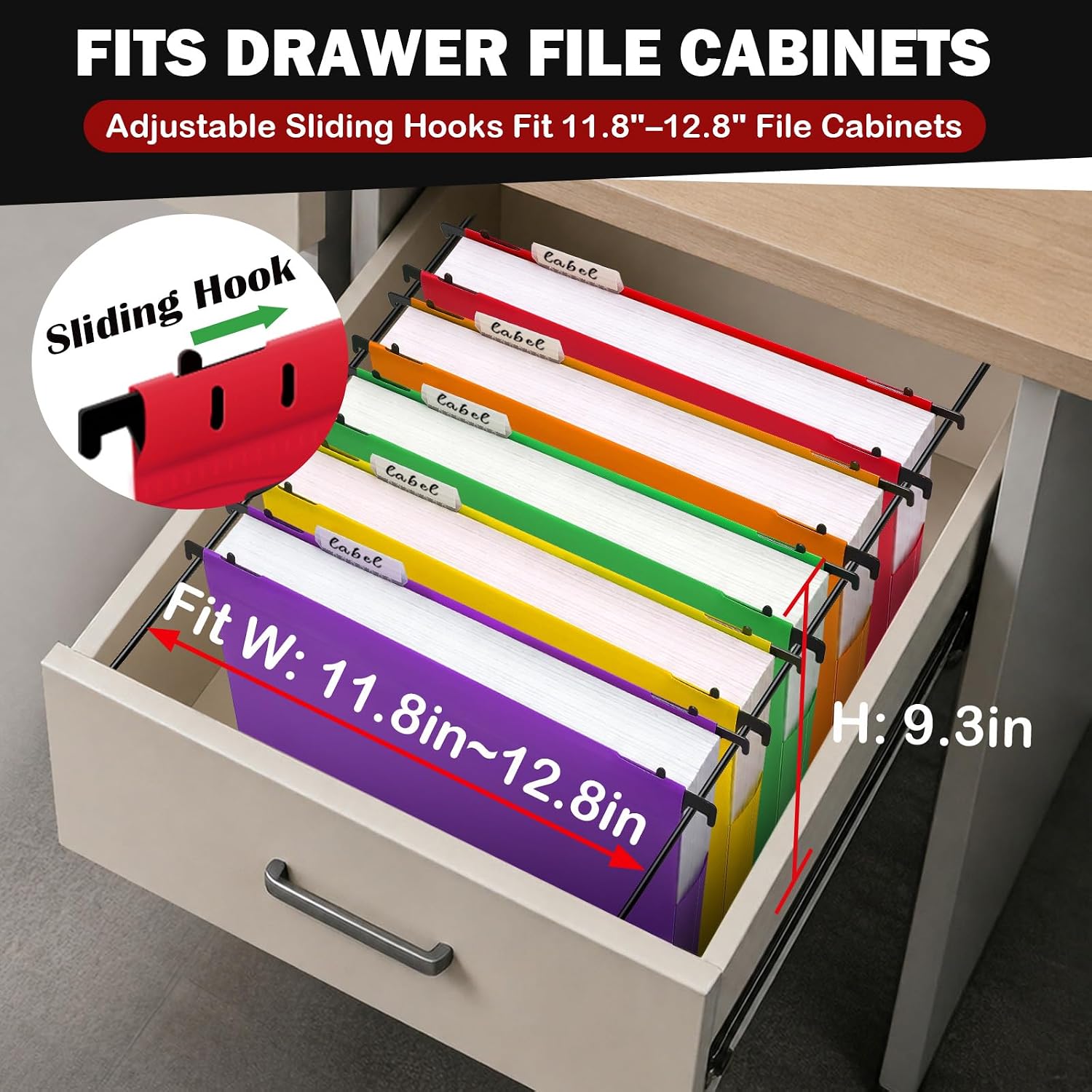 Detalle 2 de Navona Plastic Hanging File Folders, Letter Size, 2-Inch Expandable, 5-Pack