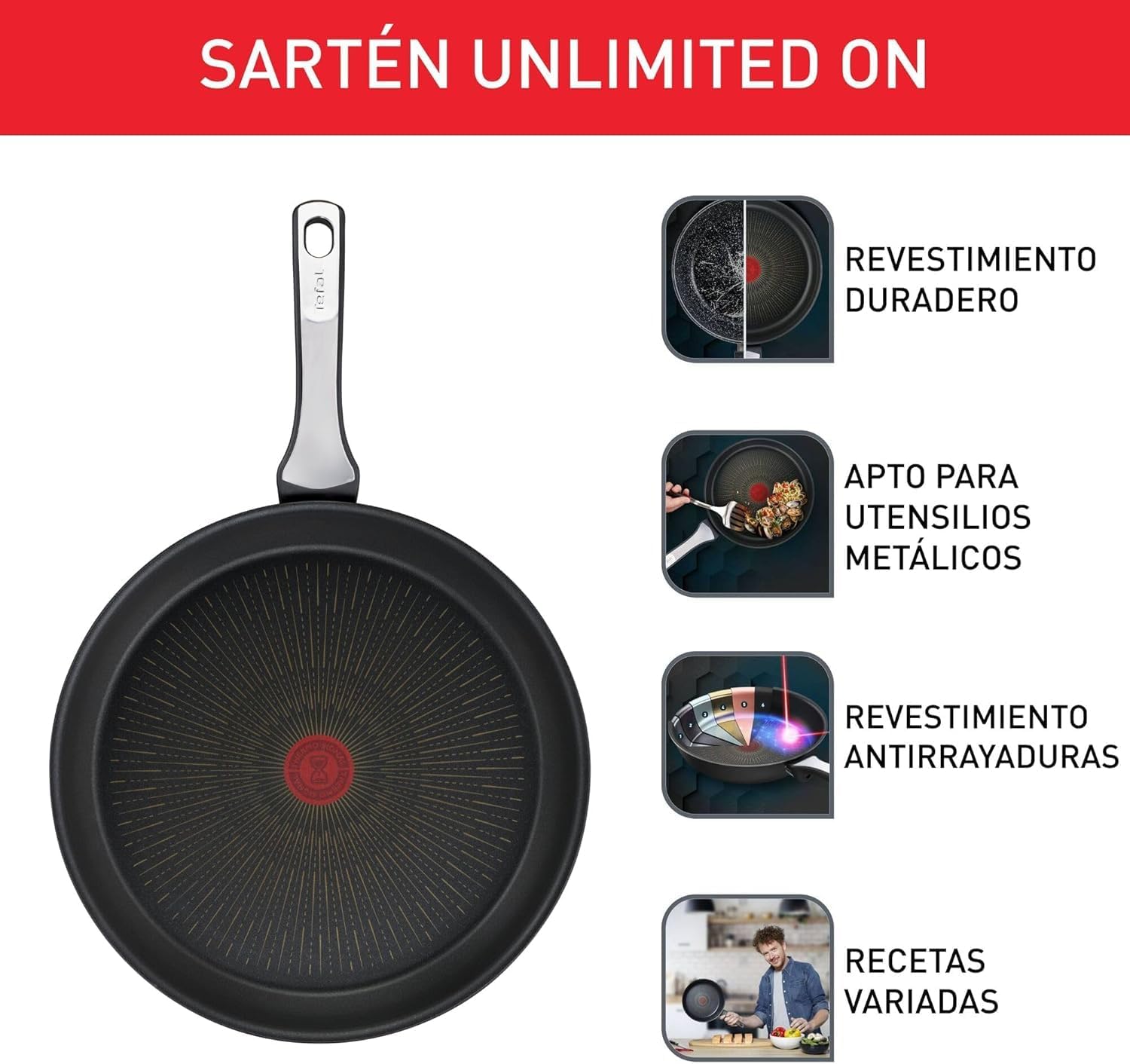 Detalle 2 de Tefal Unlimited On Sartén 20 cm 🥘 Apto inducción y horno