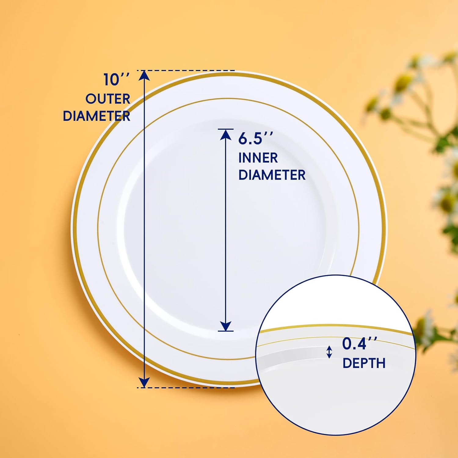 Thumbnail 1 de JOLLY CHEF Gold Plastic Plates 10 Inch 🍽️