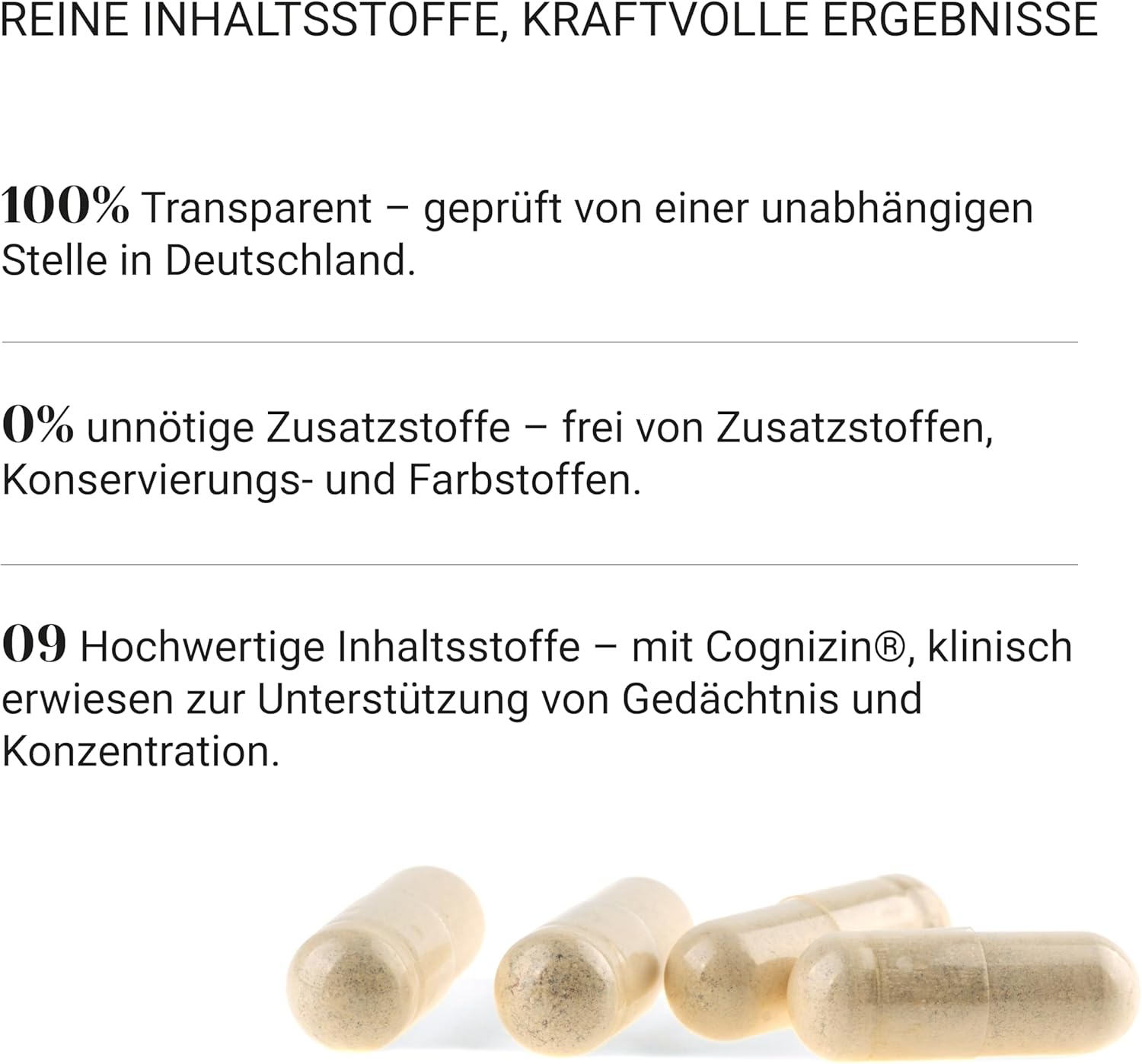 Thumbnail 5 de Nullure Memory & Focus Konzentration Complex – Nootropisches Supplement mit Citicolin CDP Cholin, Ginkgo, Bacopa & mehr (60 Kapseln)
