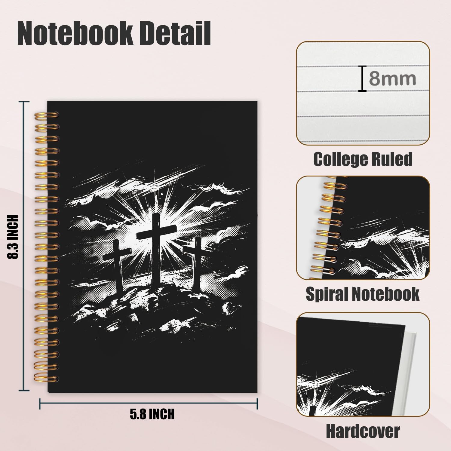 Detalle 2 de OHDCE The Lord Is My Shepherd Spiral Notebook, 5.5 x 8.3-Inch Hardcover, 80 Pages