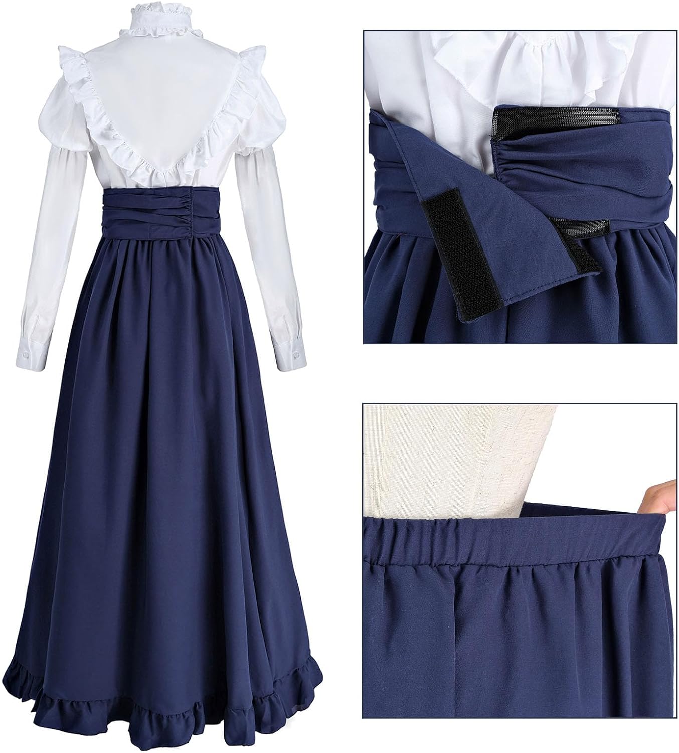 Detalle 2 de Fiamll Mittelalter Kleid Renaissance Kostüm Damen Maxirock
