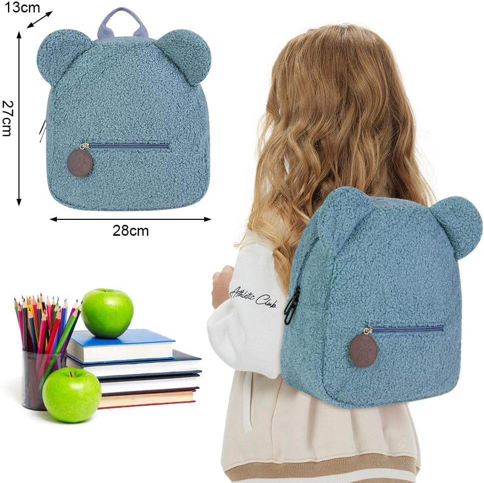 Thumbnail 1 de Zaino in peluche Aomig con orsetto, zaino a spalla con orecchie e mini peluche per bambini (bianco)